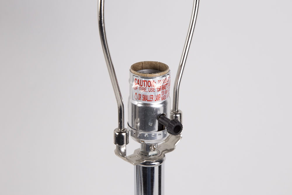 Crystal Orbs And Chrome Table Lamp Pair