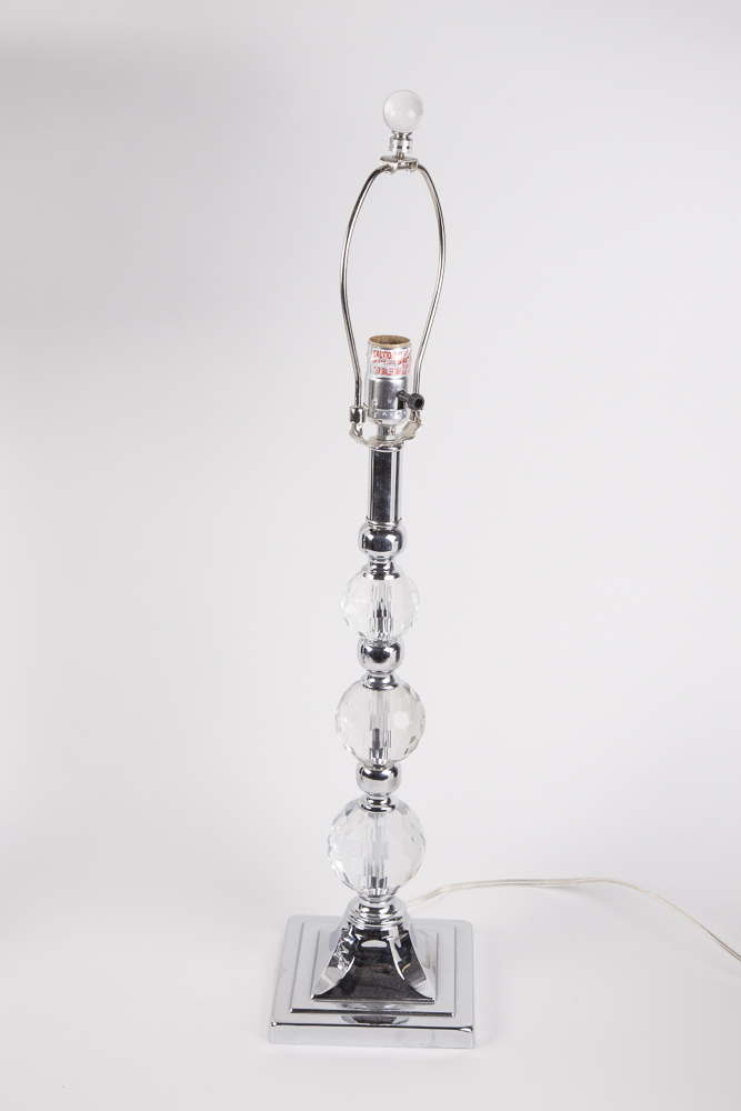 Crystal Orbs And Chrome Table Lamp Pair