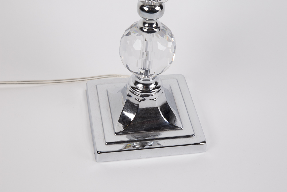 Crystal Orbs And Chrome Table Lamp Pair