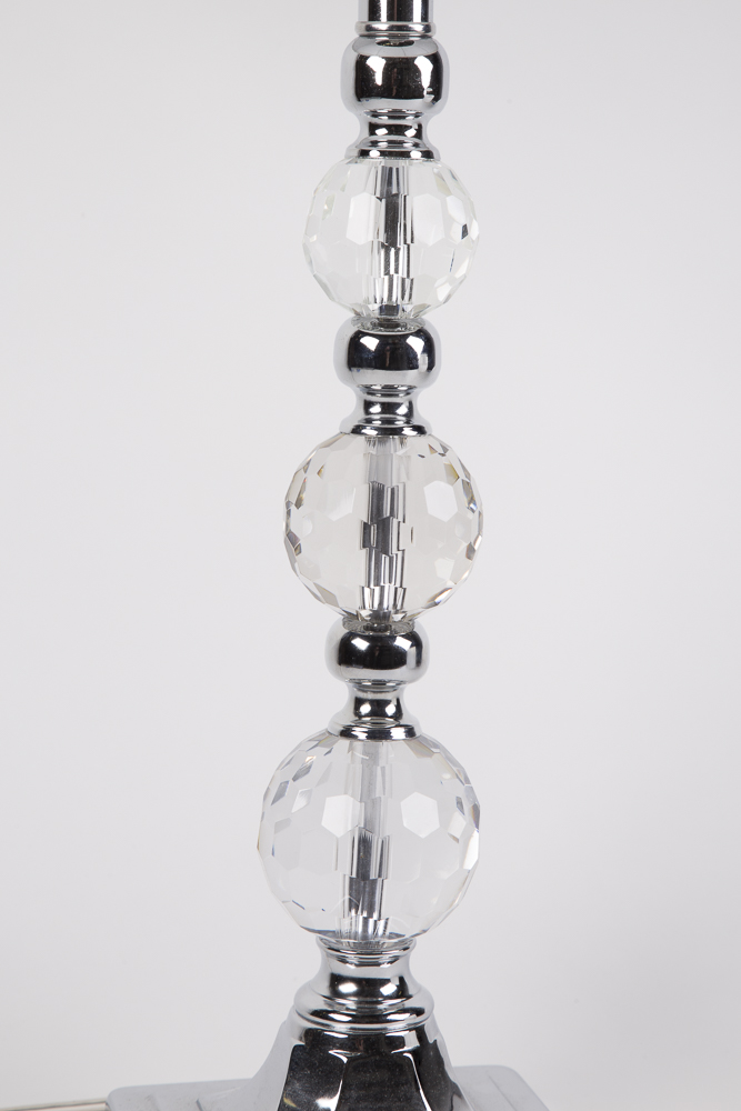 Crystal Orbs And Chrome Table Lamp Pair
