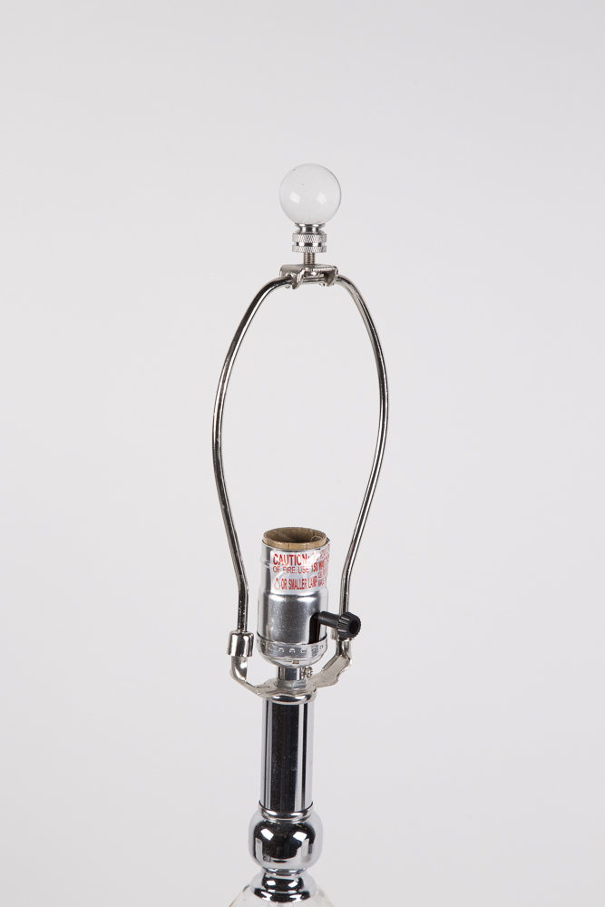 Crystal Orbs And Chrome Table Lamp Pair