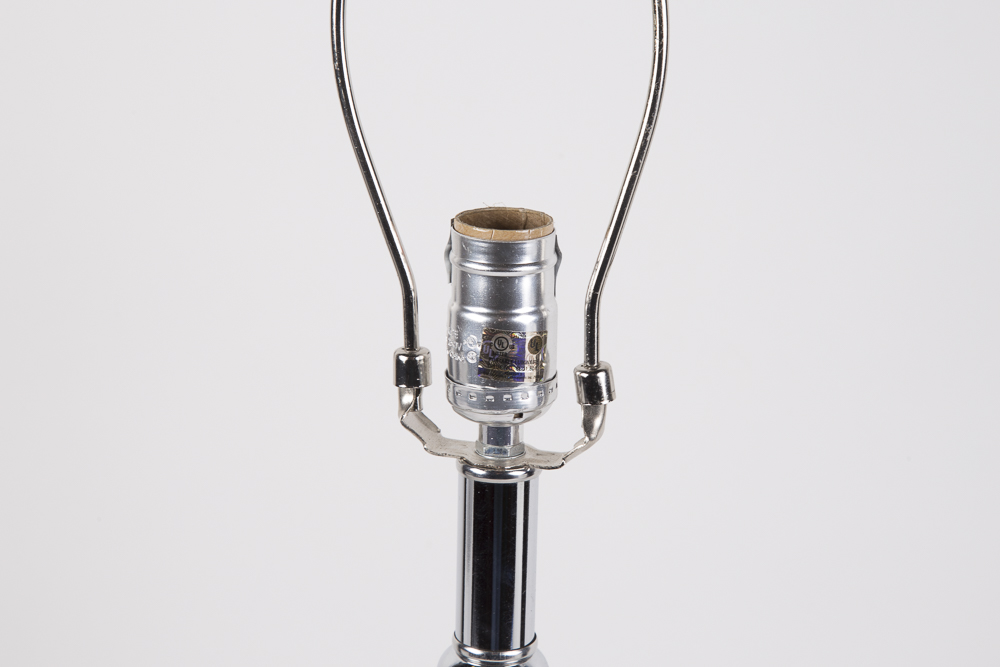 Crystal Orbs And Chrome Table Lamp Pair