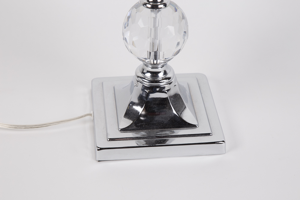 Crystal Orbs And Chrome Table Lamp Pair