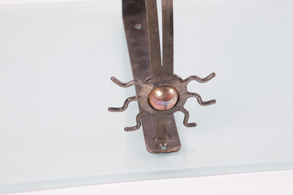 Glass Wall Shelf with Metal Brackets