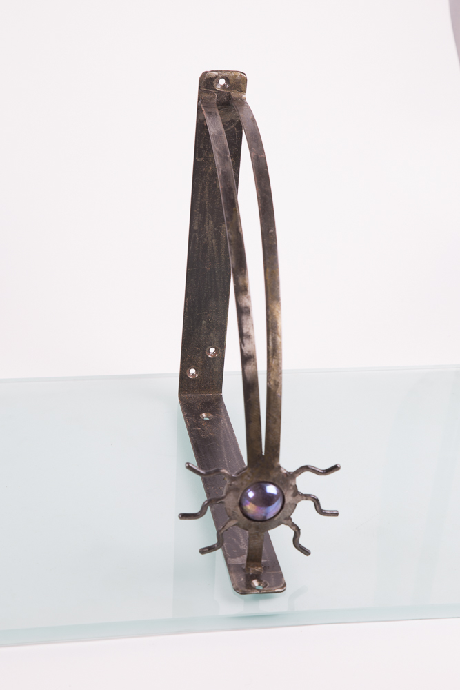 Glass Wall Shelf with Metal Brackets