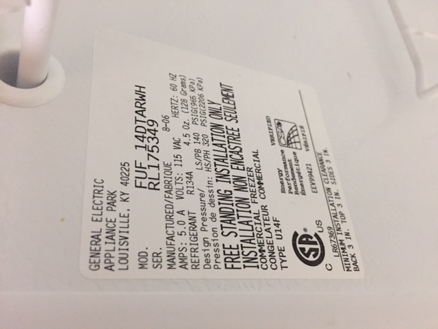 Upright General Electric Freezer