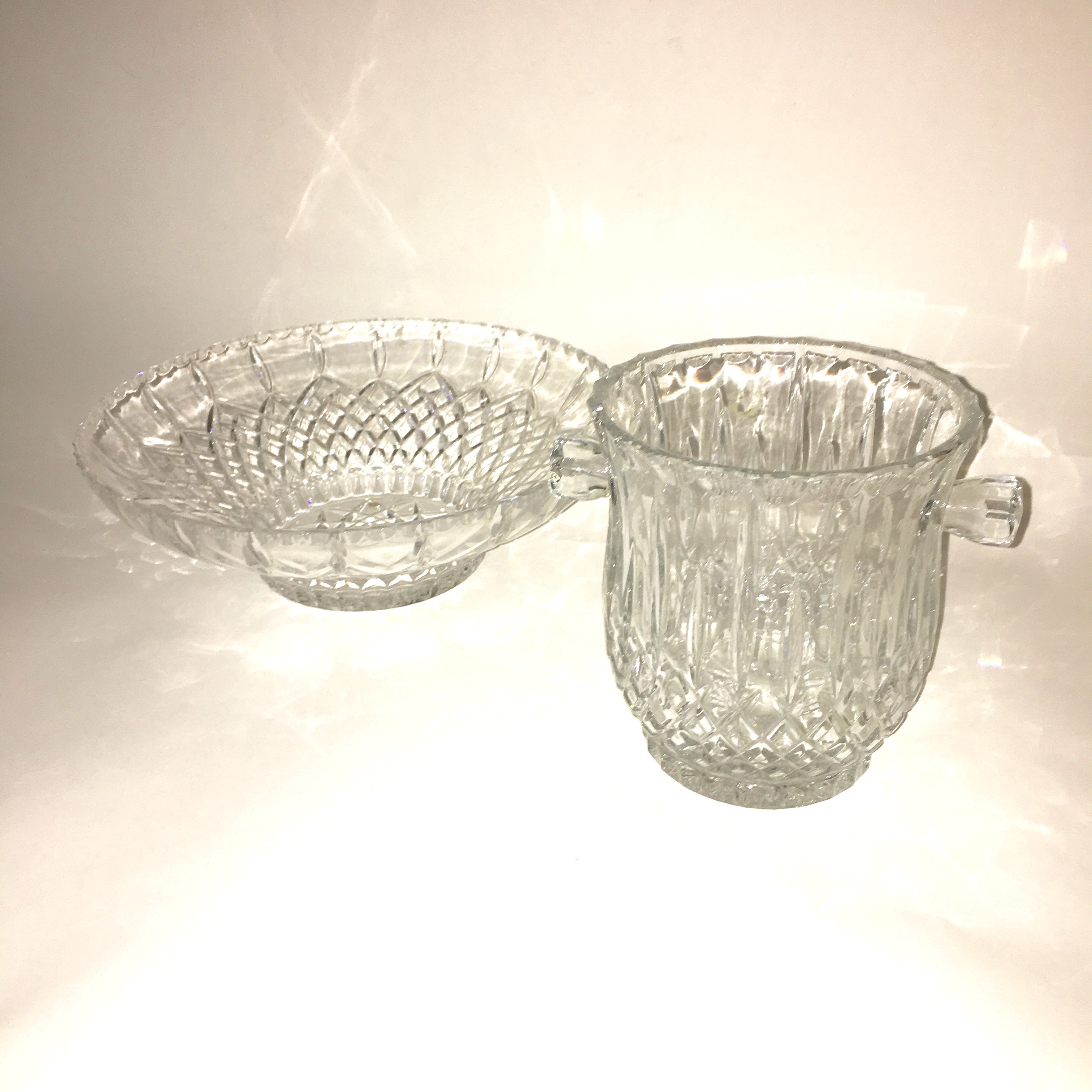 Gorham Crystal Ice Bucket and Decorative Bowl