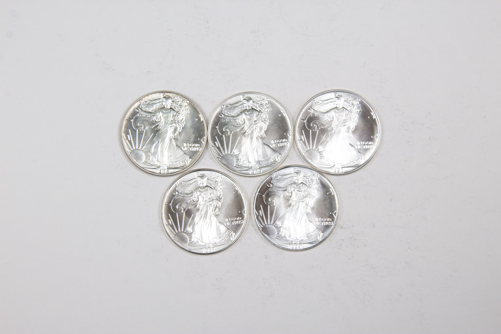 1988-1990, 1993, and 1994 American Eagle Silver Dollar Set