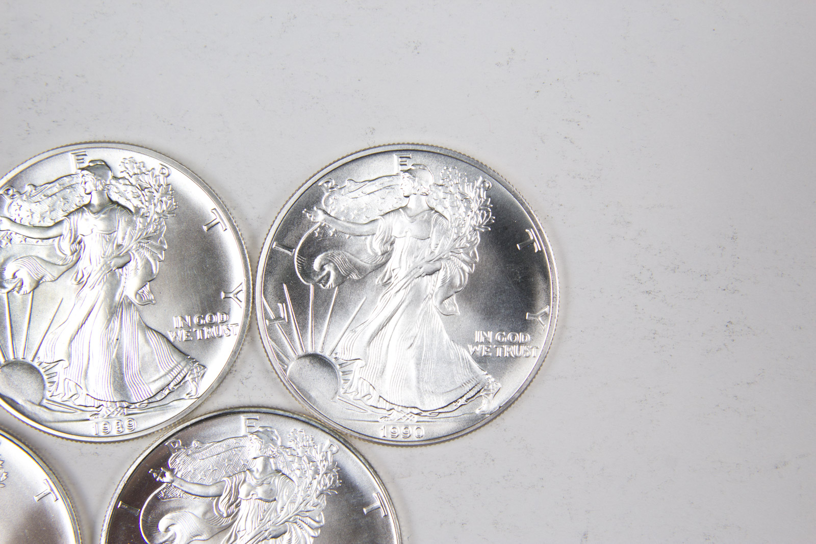 1988-1990, 1993, and 1994 American Eagle Silver Dollar Set