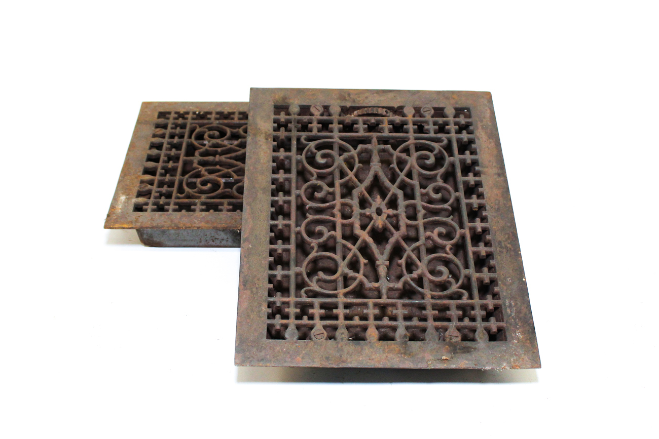 Pair of Antique Cast Iron Floor Grates