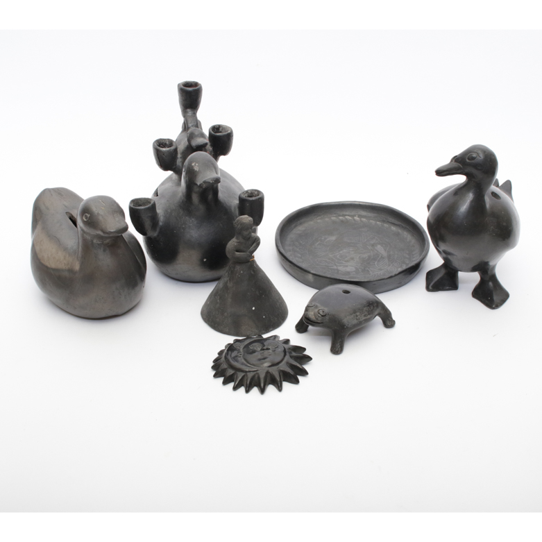 Collection of Black Pottery Decor