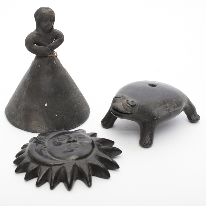 Collection of Black Pottery Decor