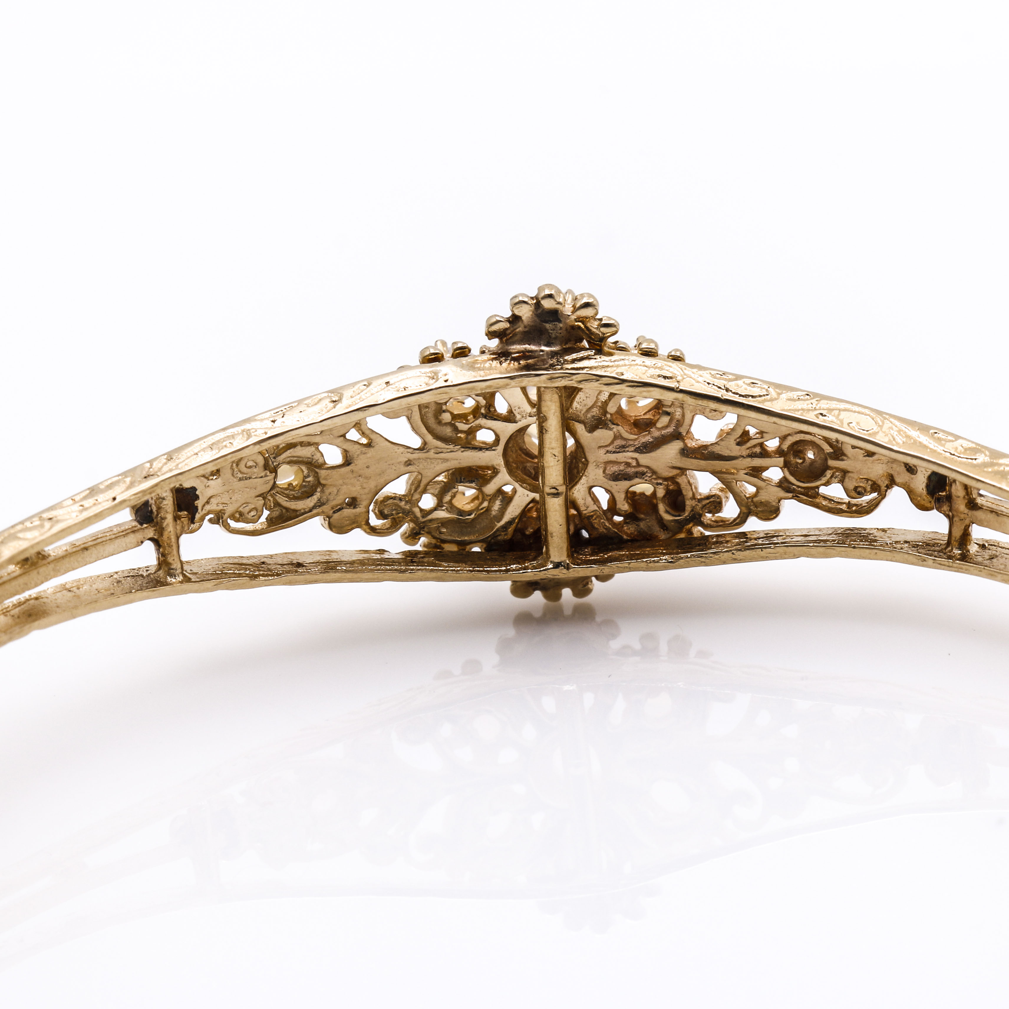 14K Yellow Gold Opal Bangle Bracelet