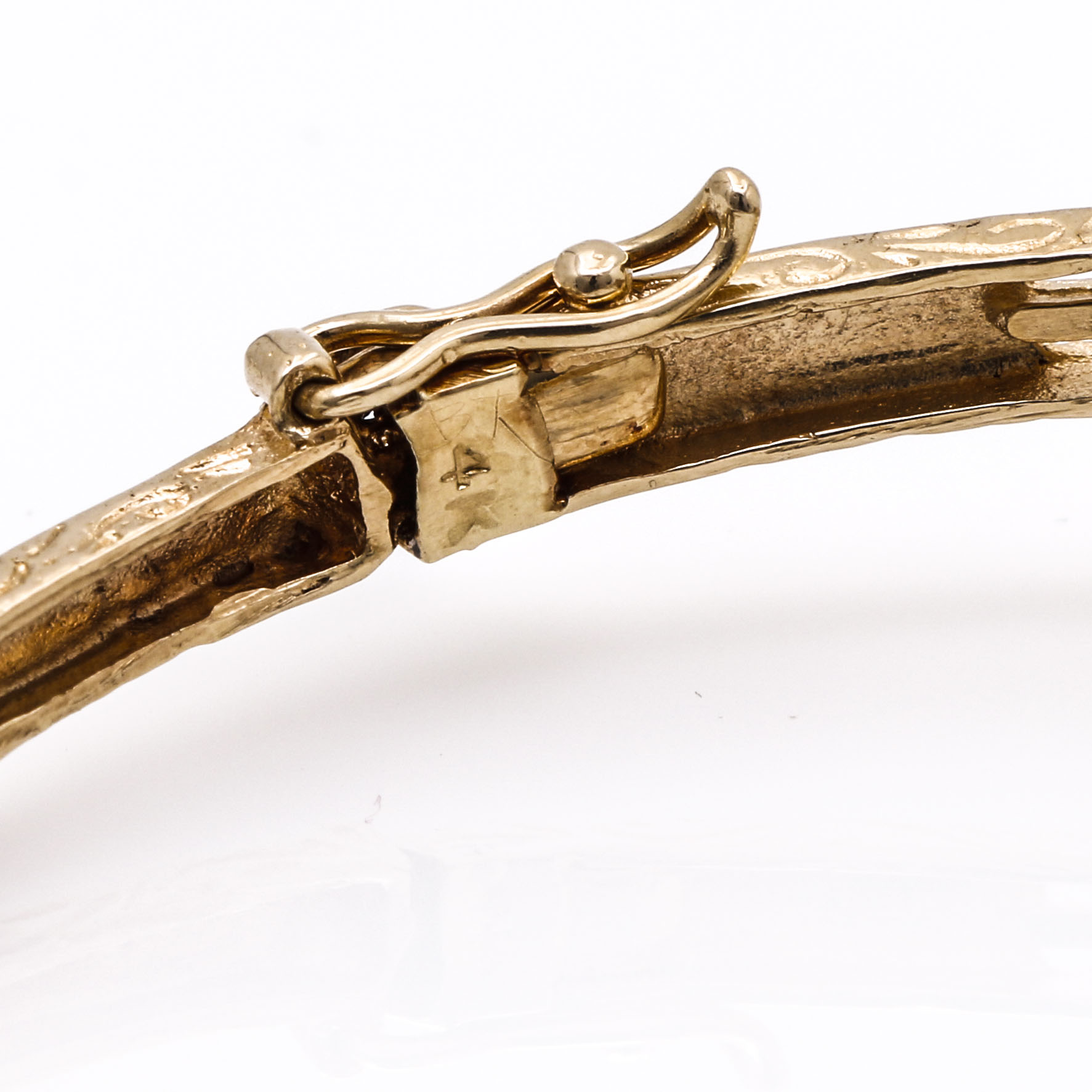 14K Yellow Gold Opal Bangle Bracelet