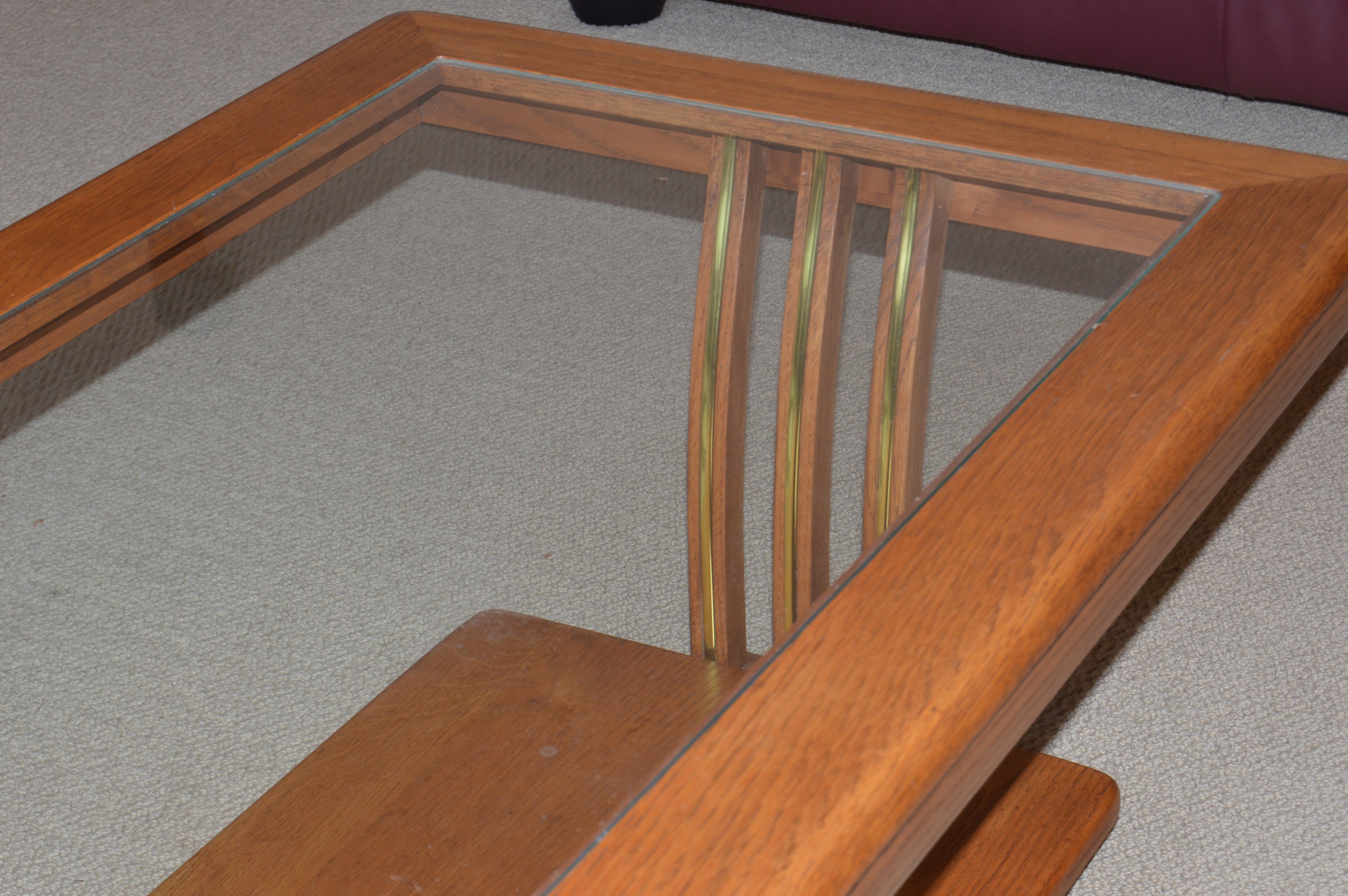 Coffee Table, Console Table and End Table Set in Oak and Glass