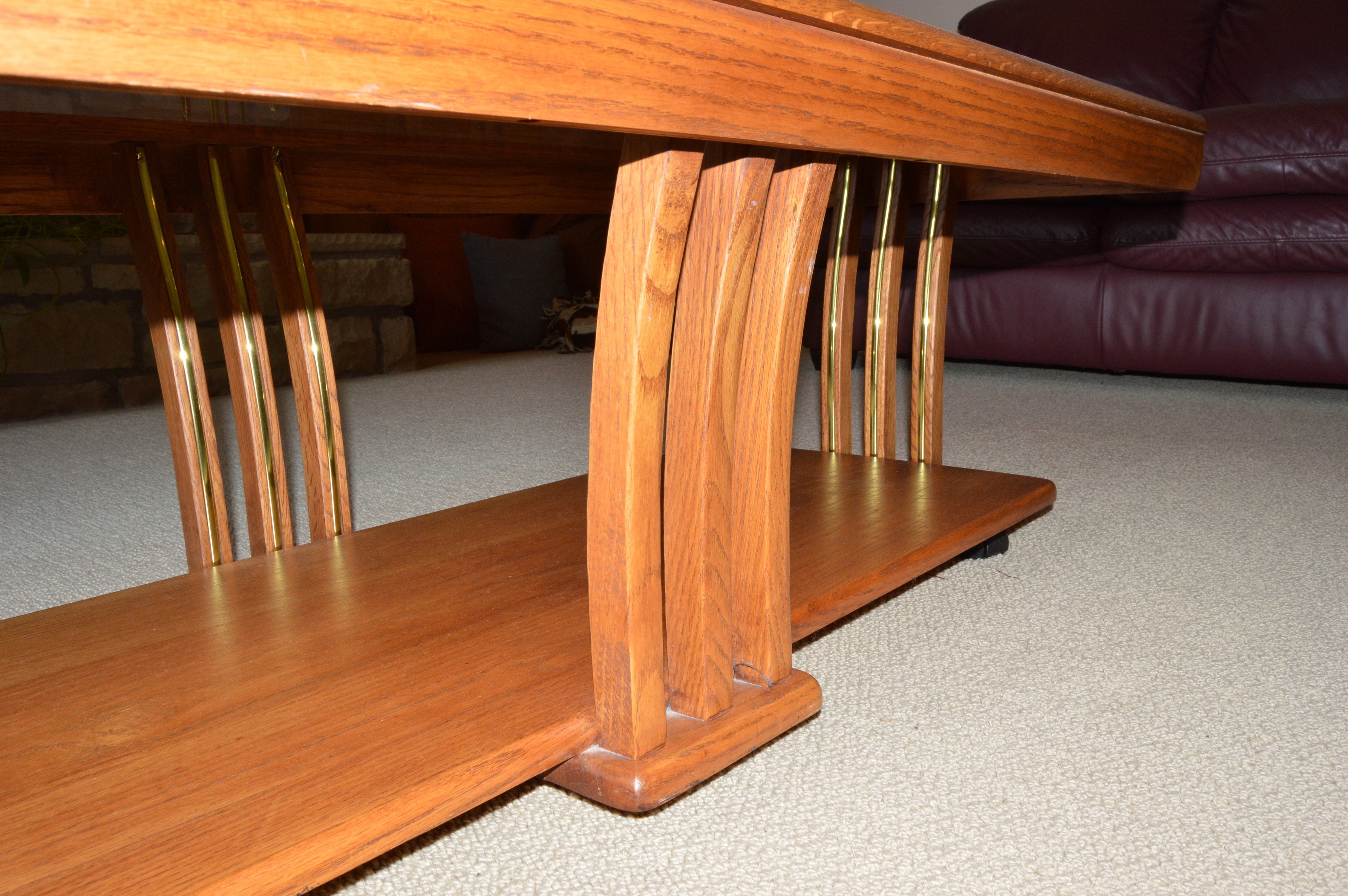 Coffee Table, Console Table and End Table Set in Oak and Glass