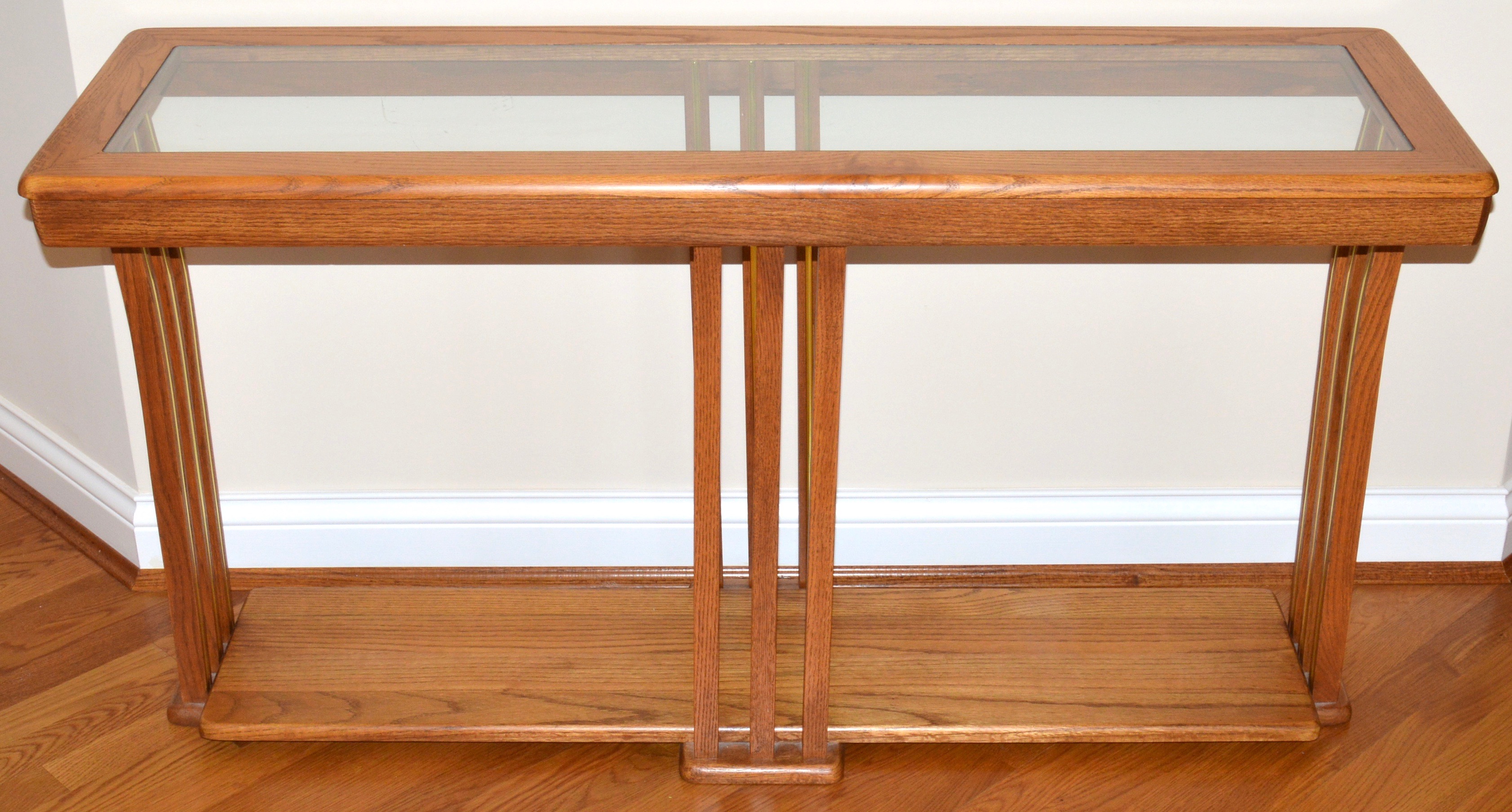 Coffee Table, Console Table and End Table Set in Oak and Glass