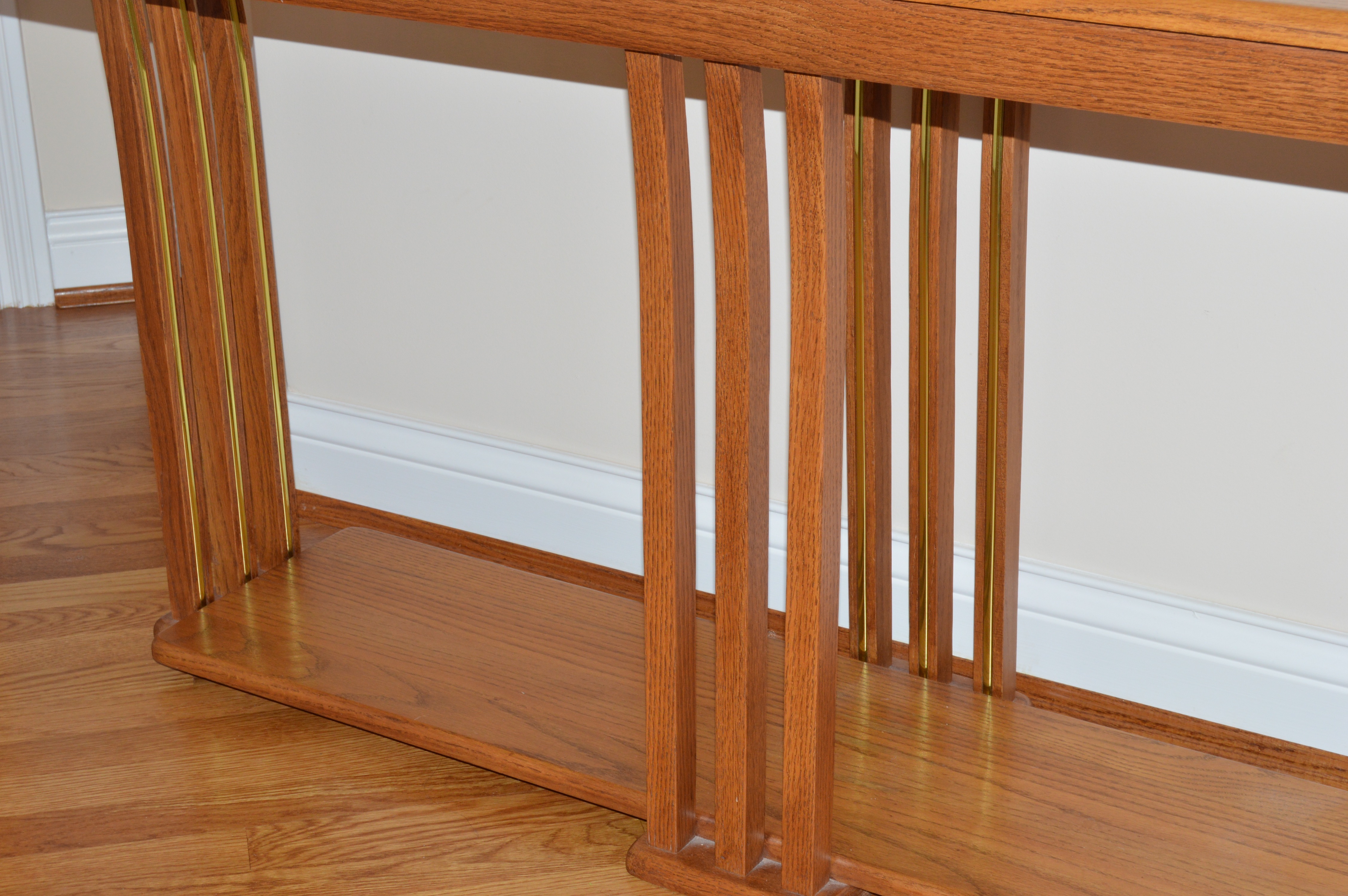 Coffee Table, Console Table and End Table Set in Oak and Glass