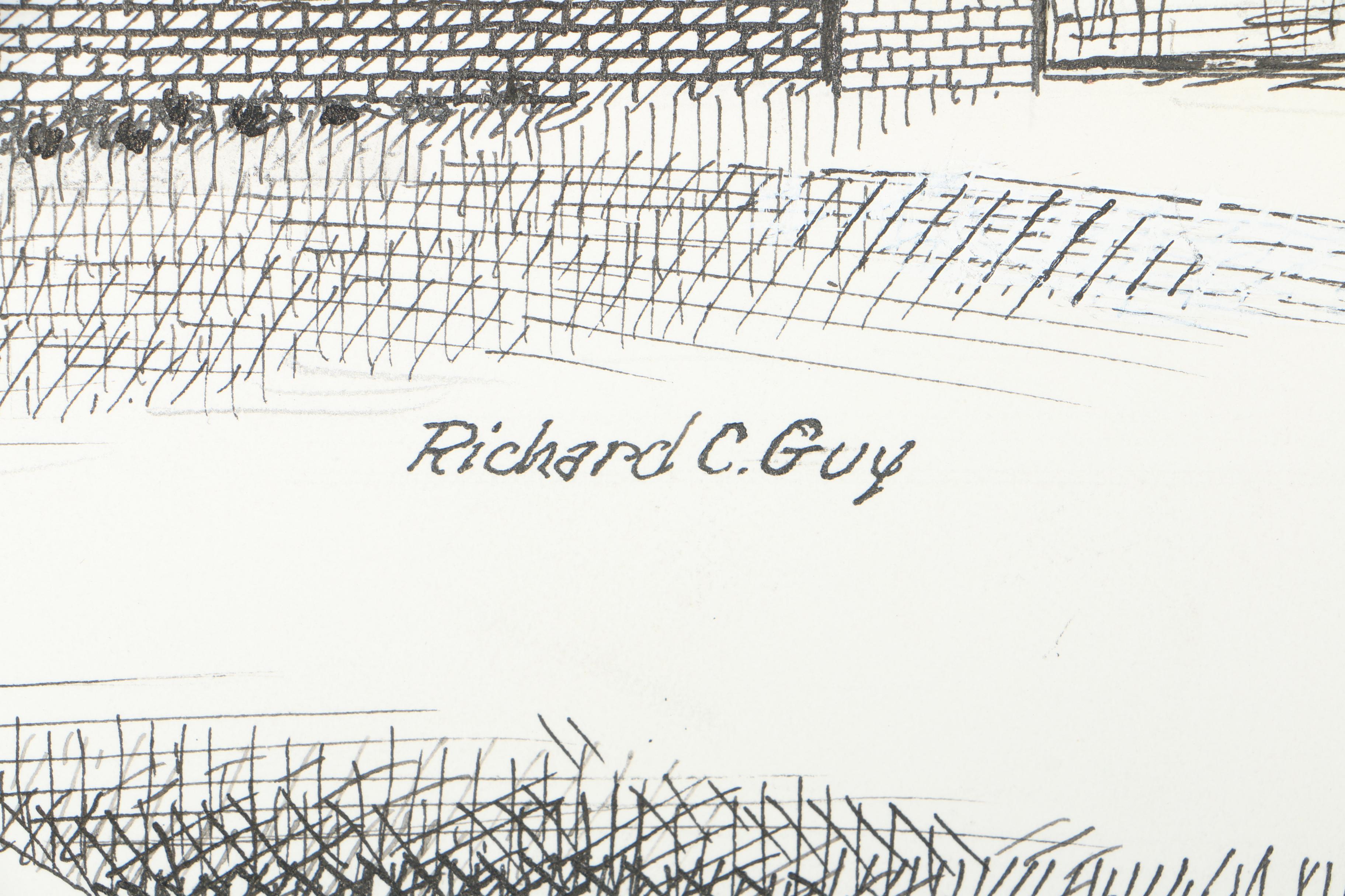 Richard C. Guy Ink Drawings of Various Manassas, VA Locations