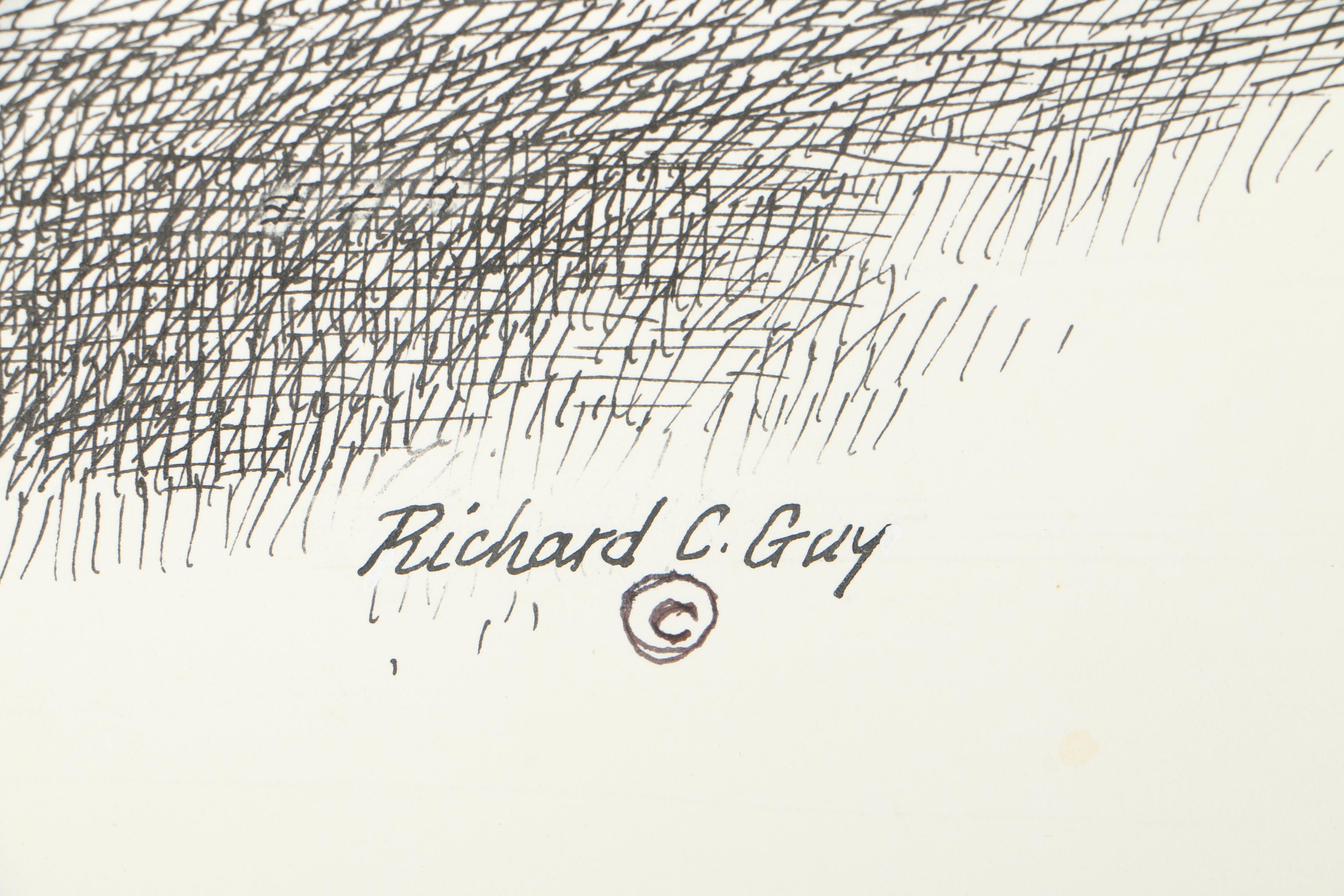 Richard C. Guy Ink Drawings of Various Manassas, VA Locations