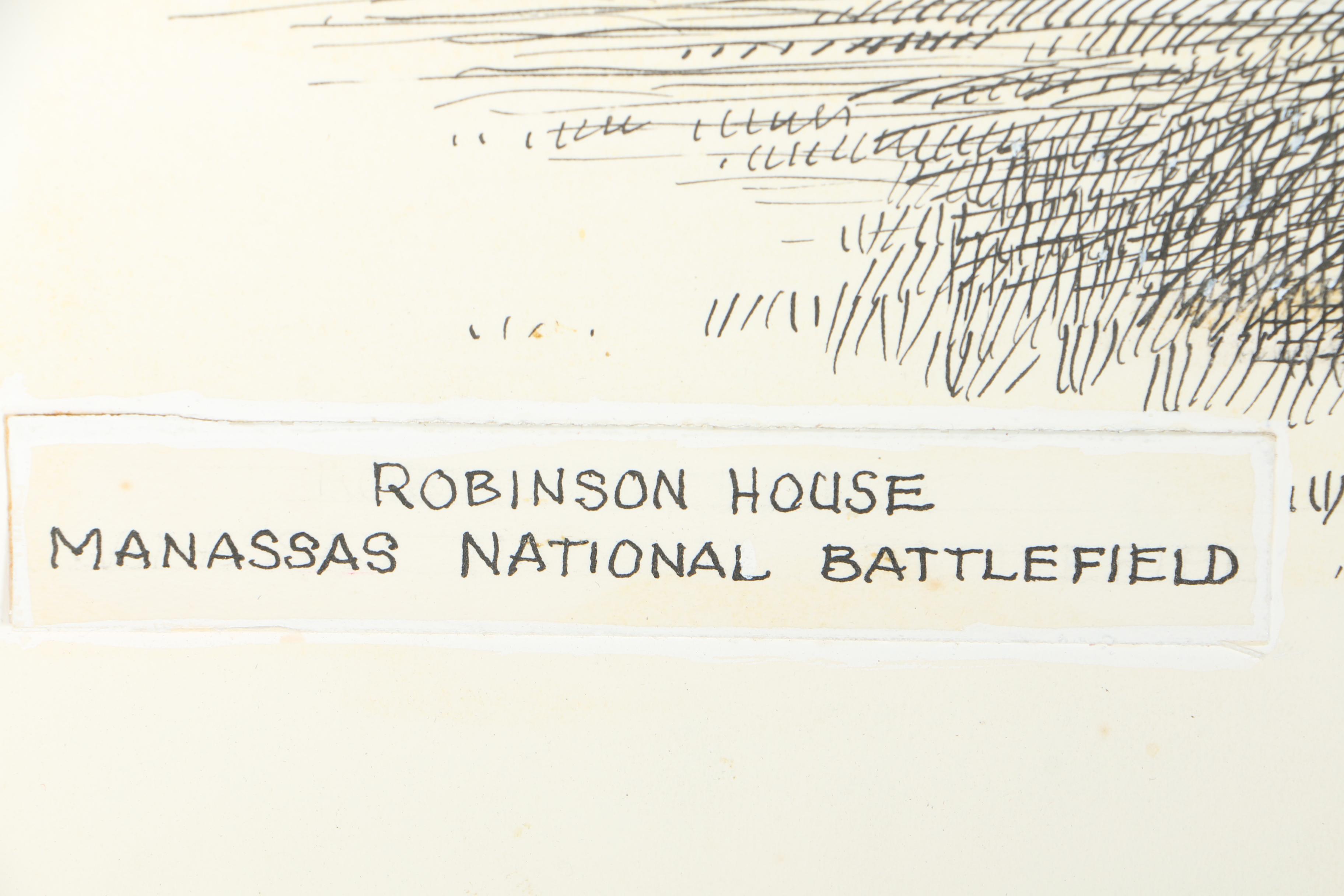 Richard C. Guy Ink Drawings of Various Manassas, VA Locations