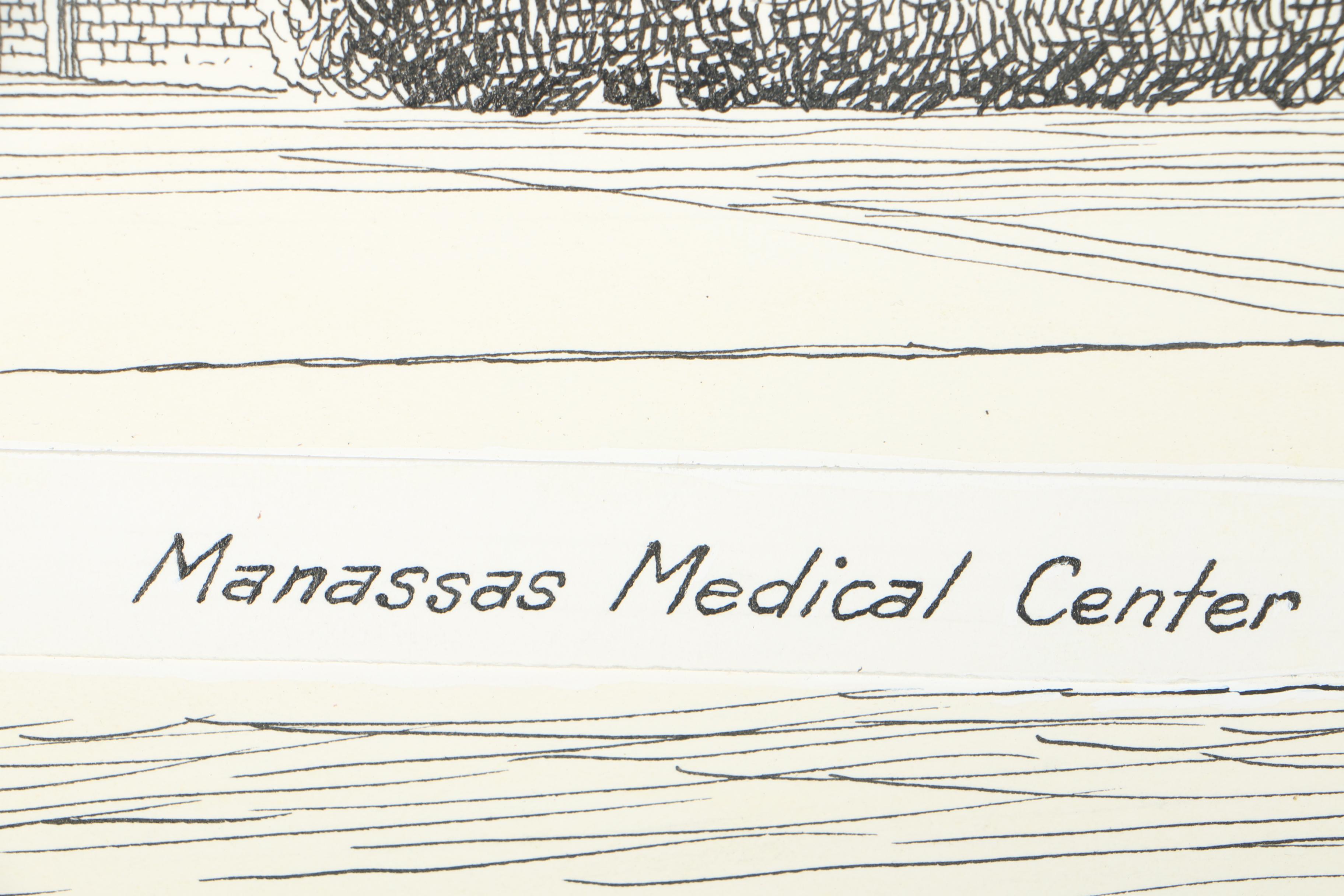 Richard C. Guy Ink Drawings of Various Manassas, VA Locations