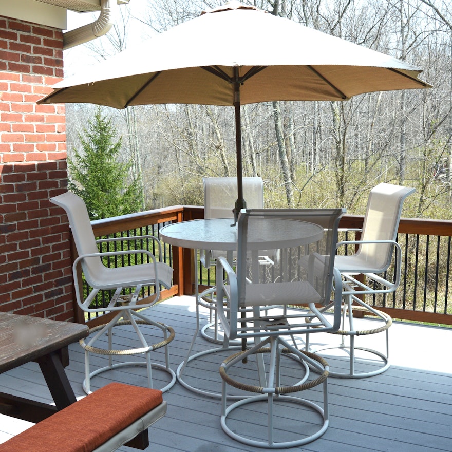 High Top Outdoor Suncoast Table and Chair Set with Umbrella