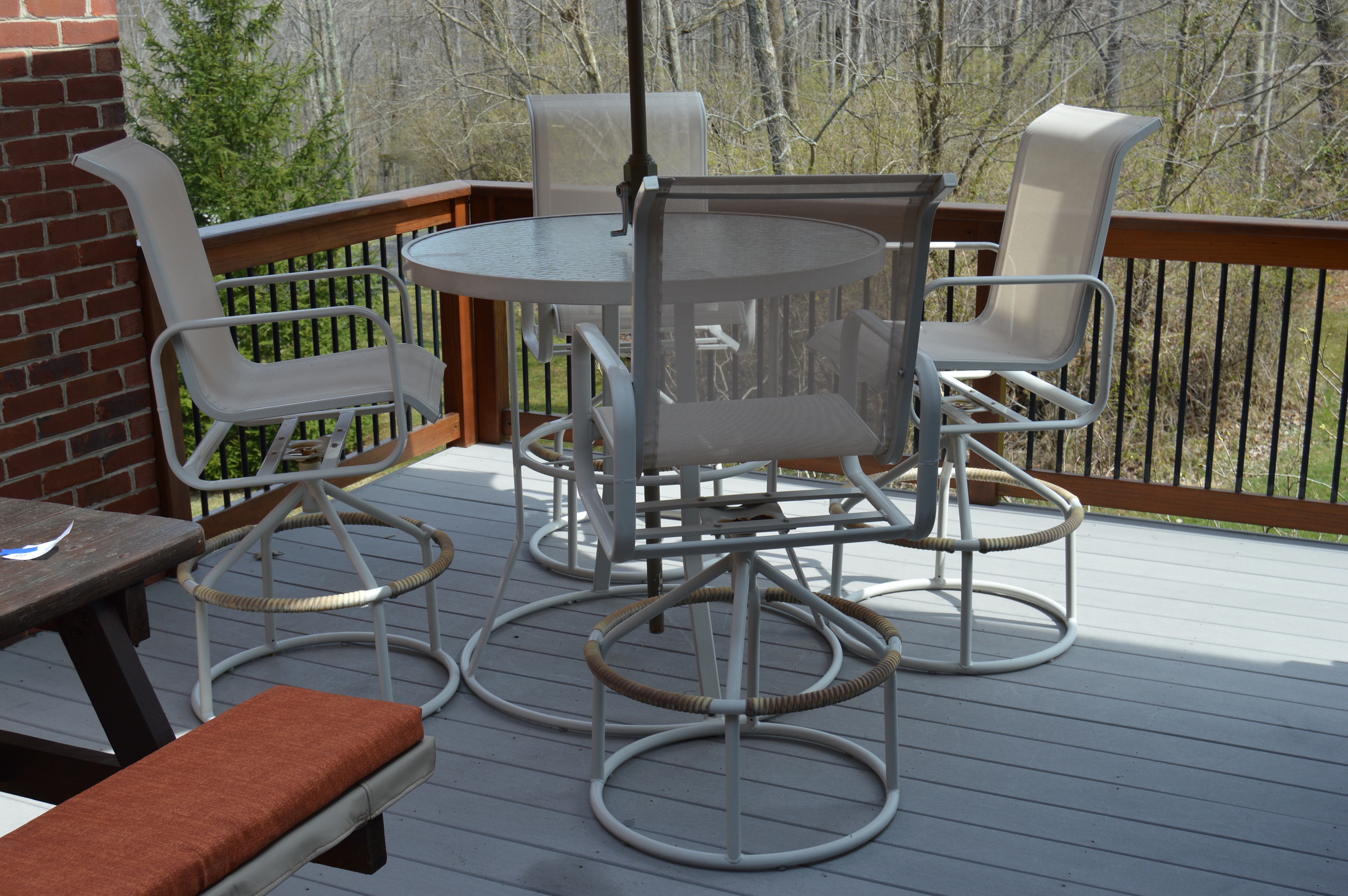 High Top Outdoor Suncoast Table and Chair Set with Umbrella