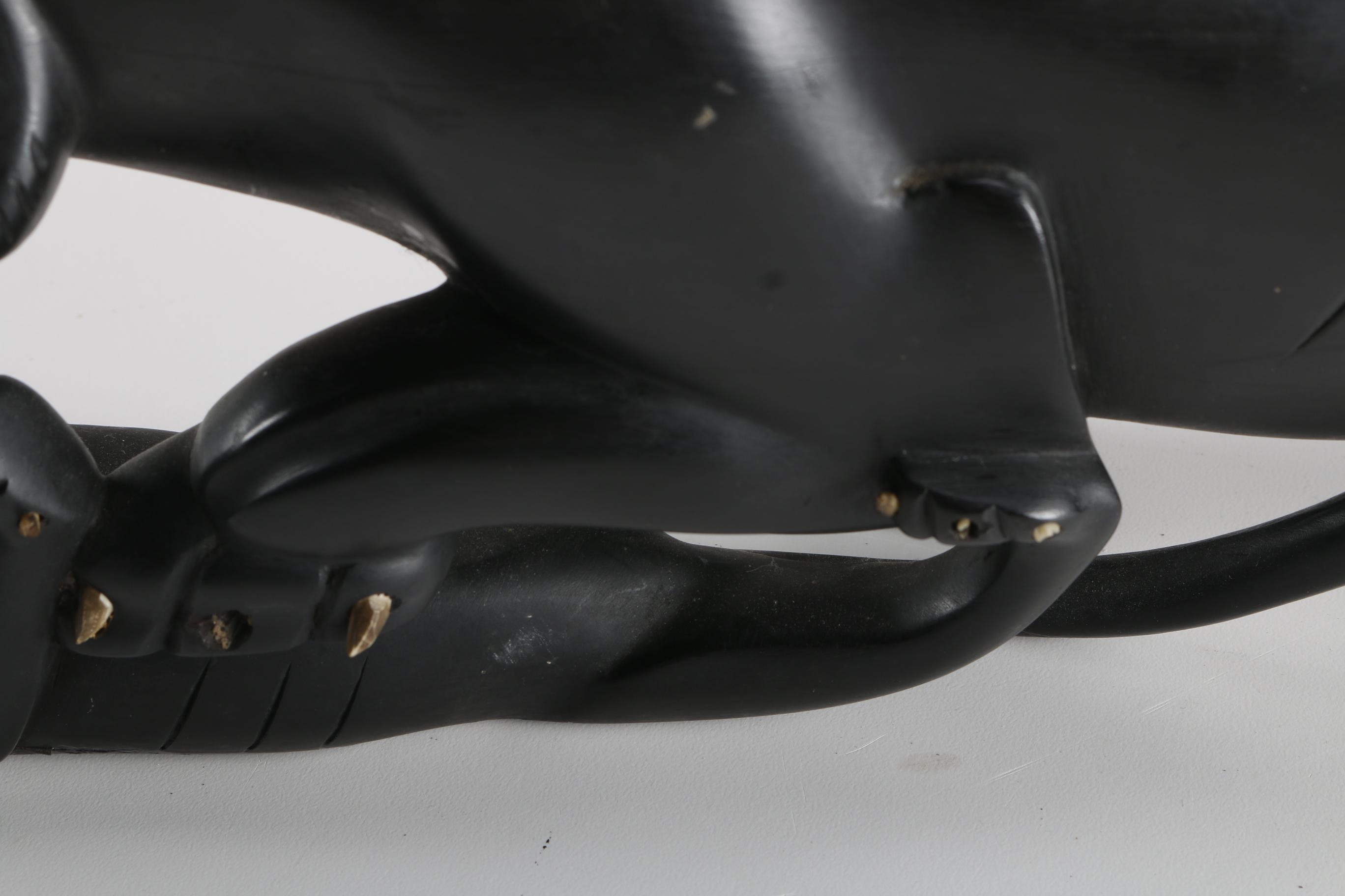 Wooden Sculpture of Jaguar and Cub