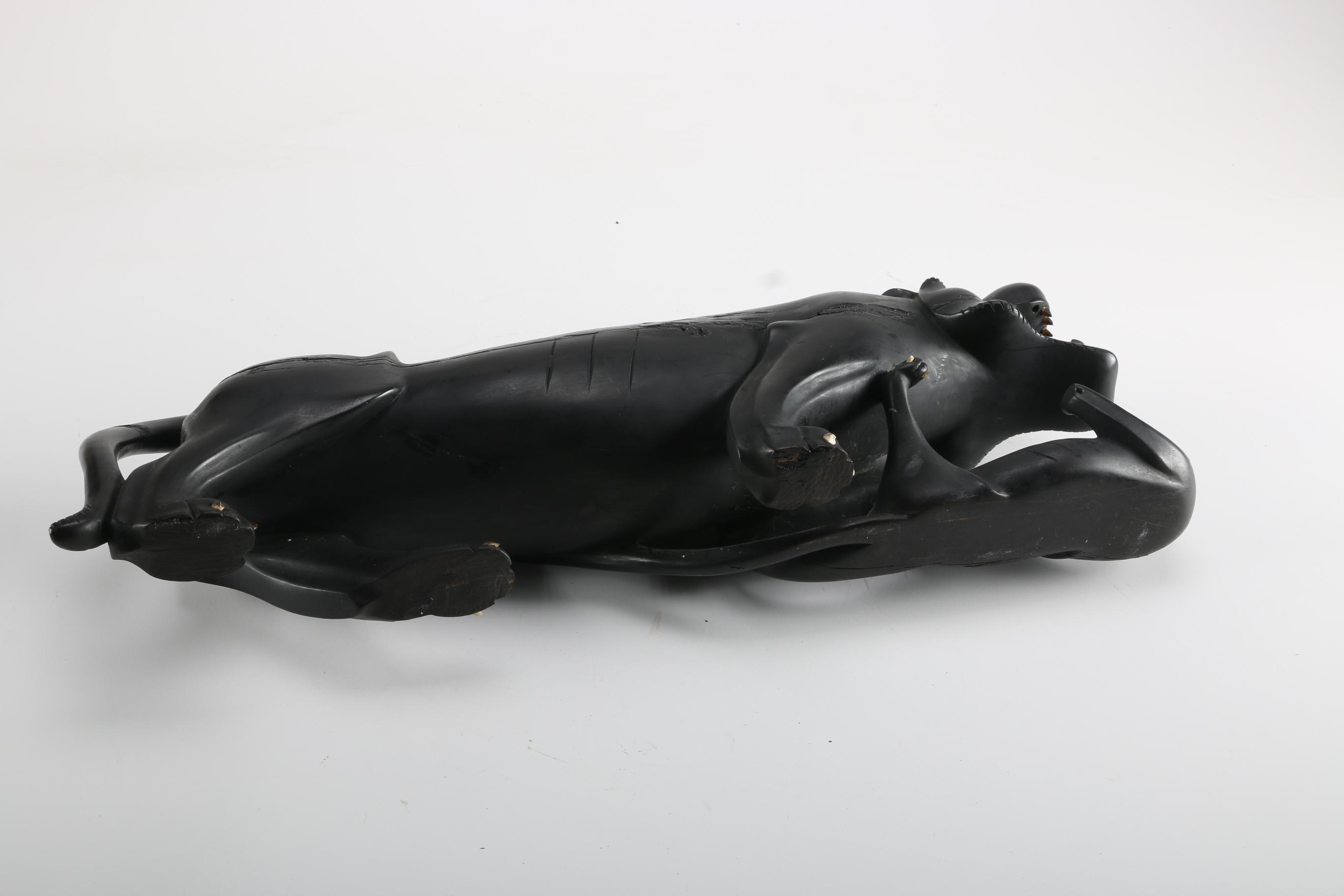 Wooden Sculpture of Jaguar and Cub