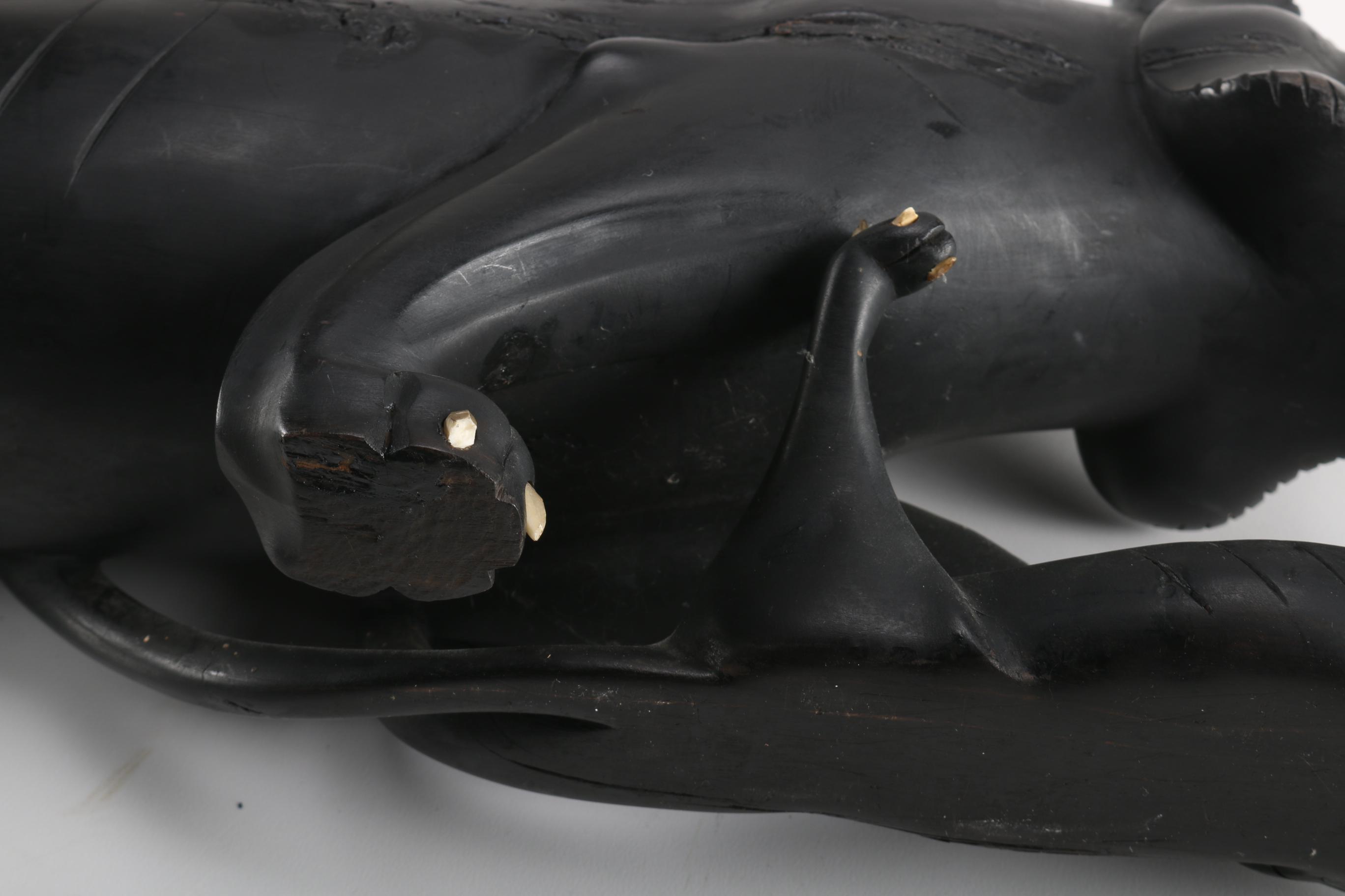 Wooden Sculpture of Jaguar and Cub