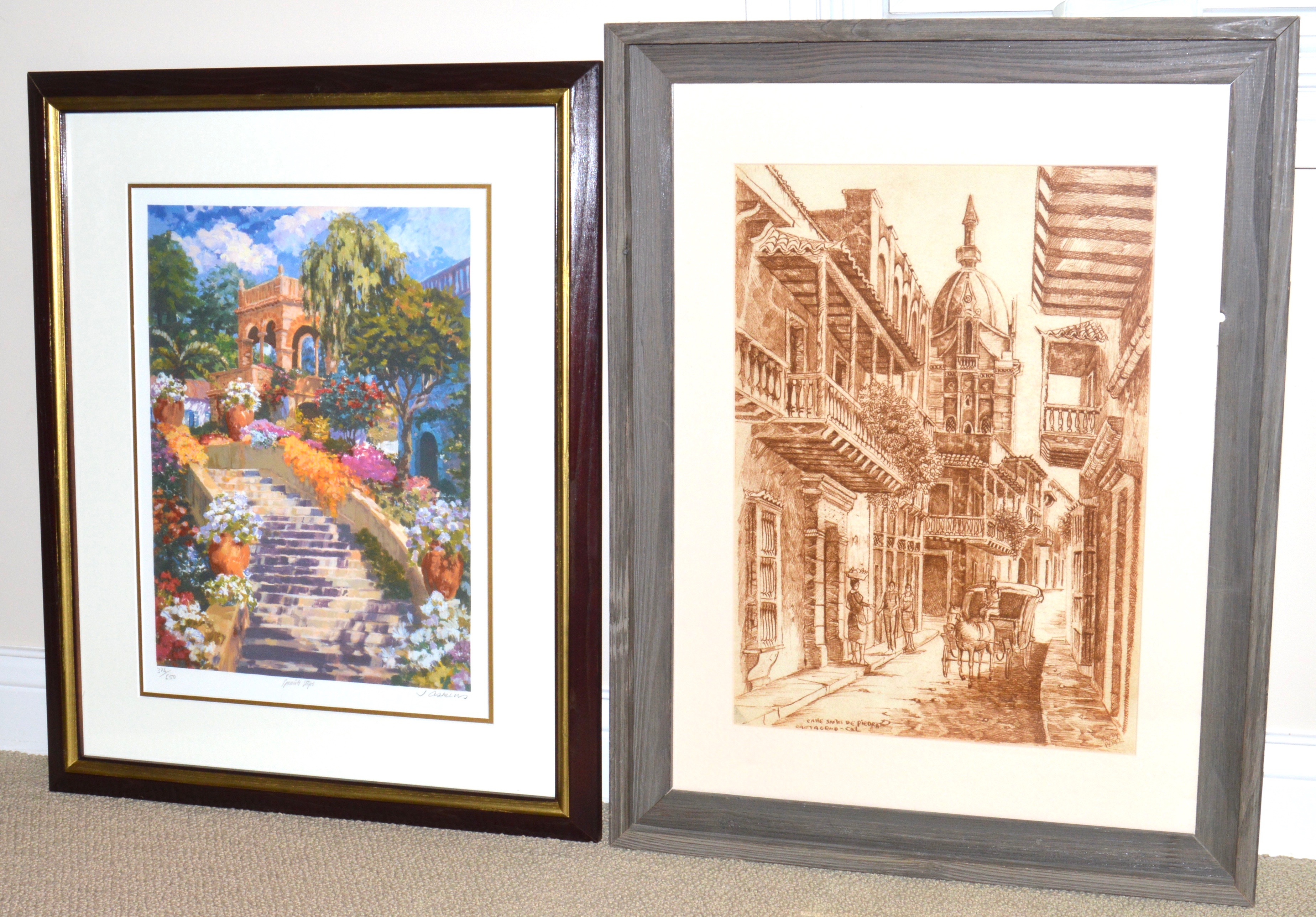 Assortment of Framed Spanish Landscape Artwork