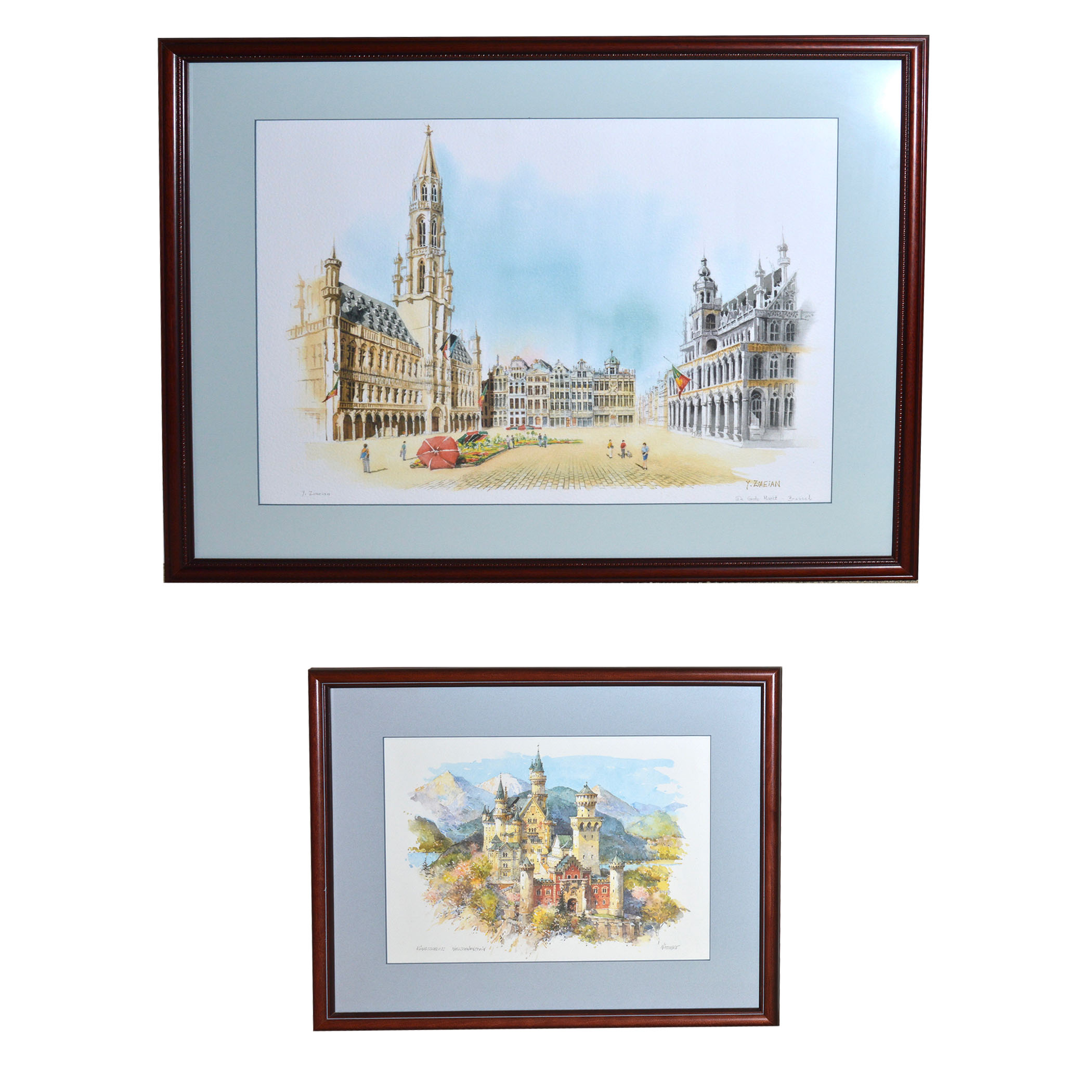 Pair of European Watercolors