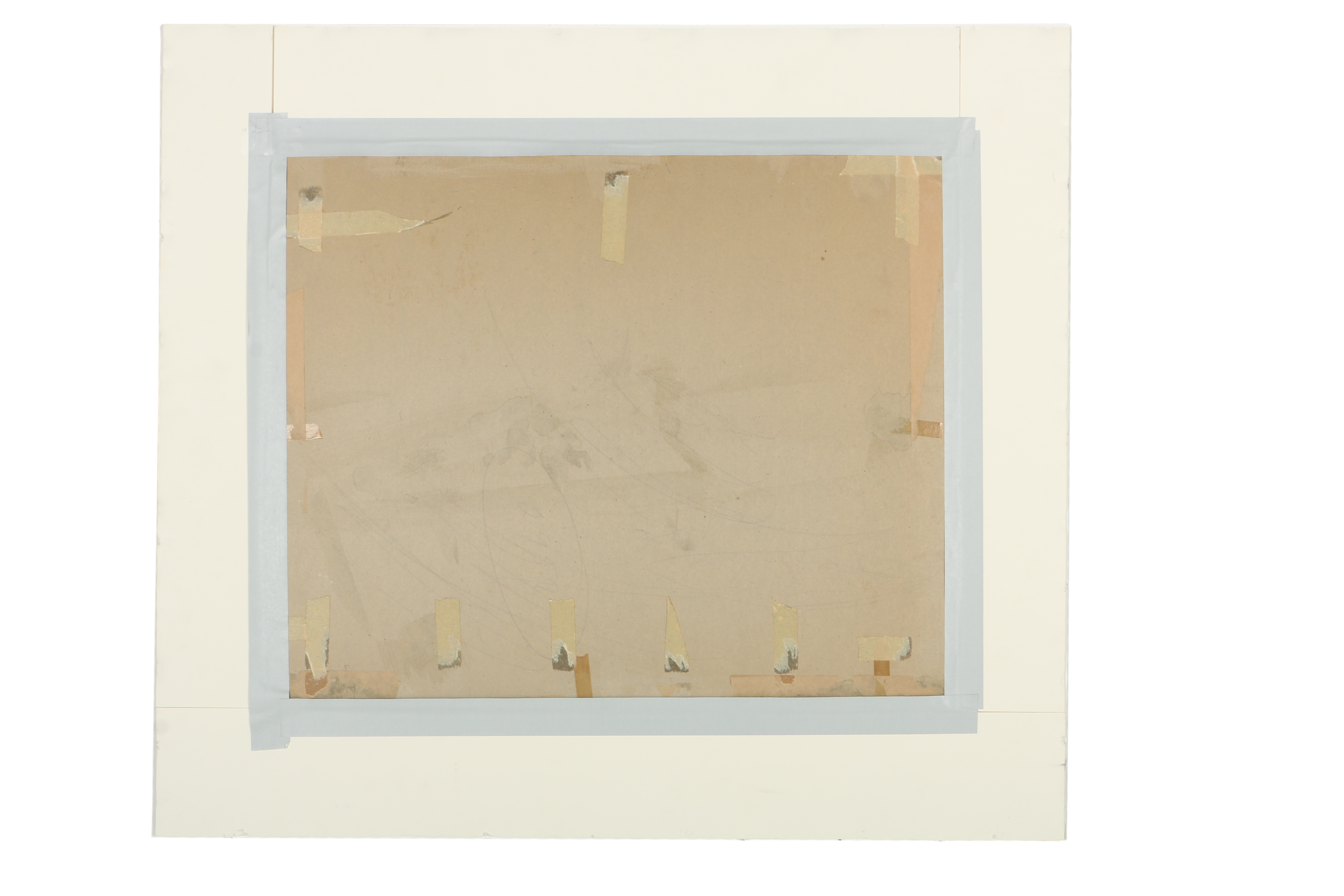 Watercolor on Paper Still Life of Vessels Before Floral Drapery