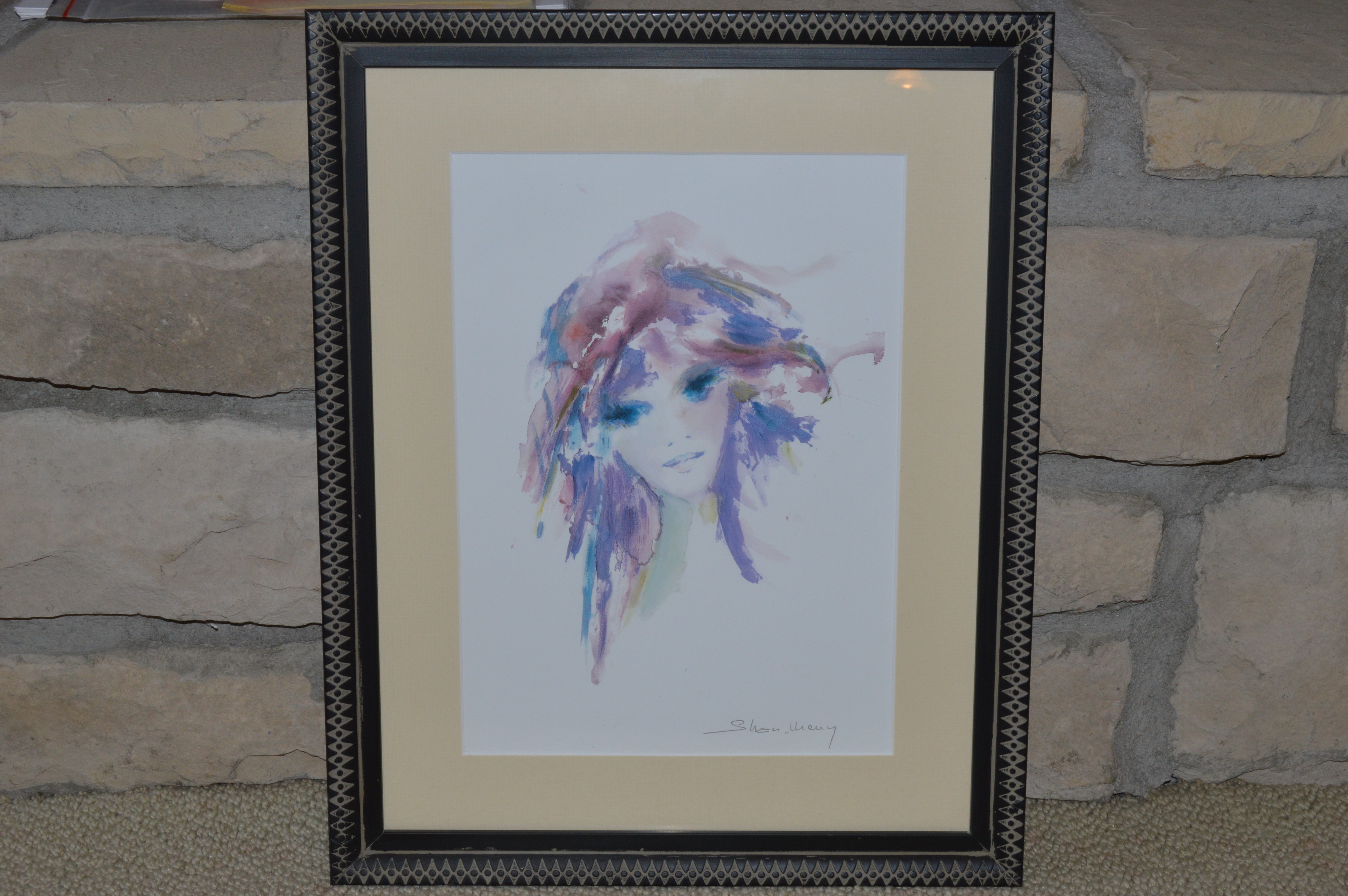 Shan Merry Seriolithograph and Assorted Natural Decor