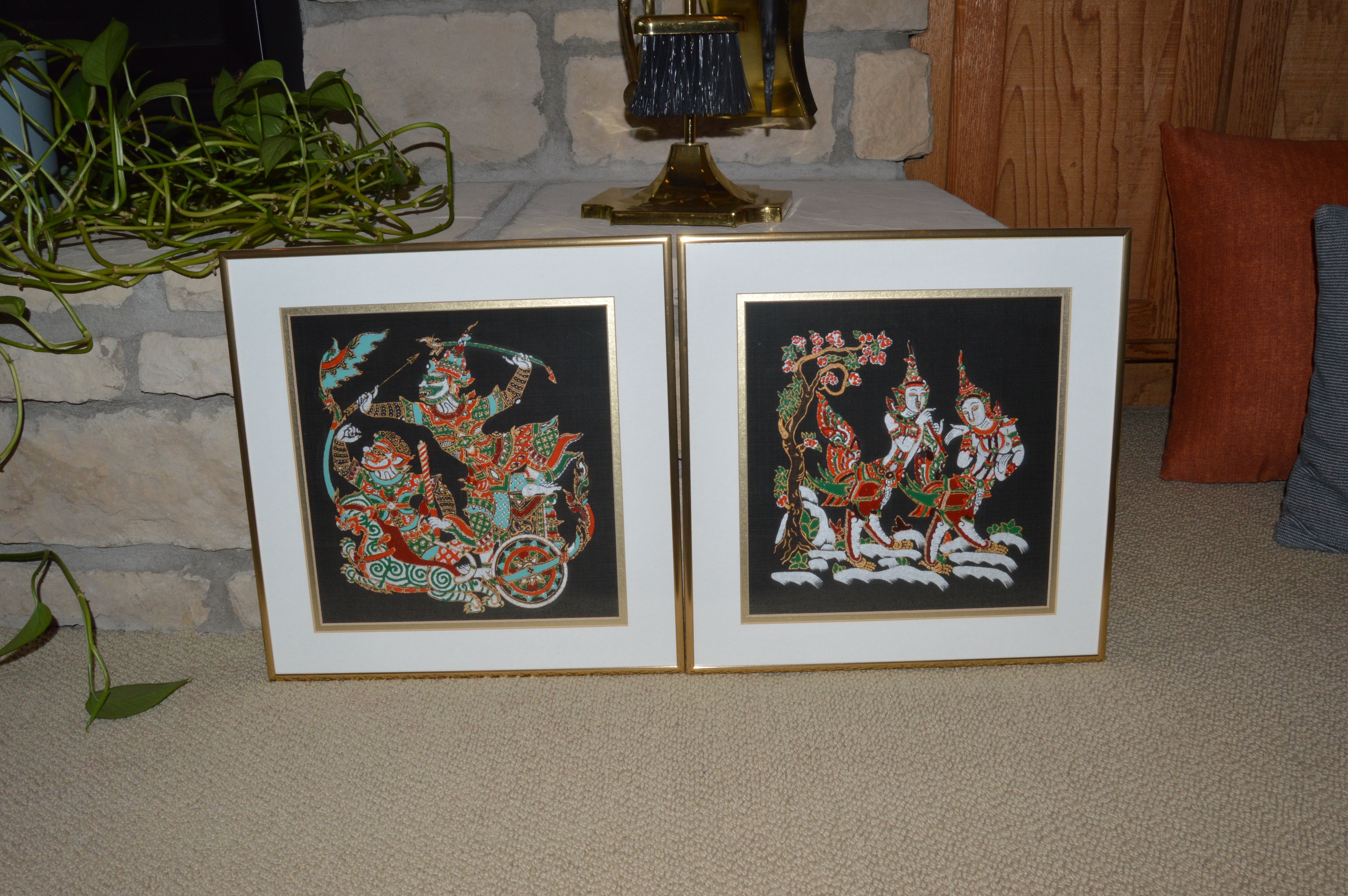 Pair of Thai Paintings on Silk