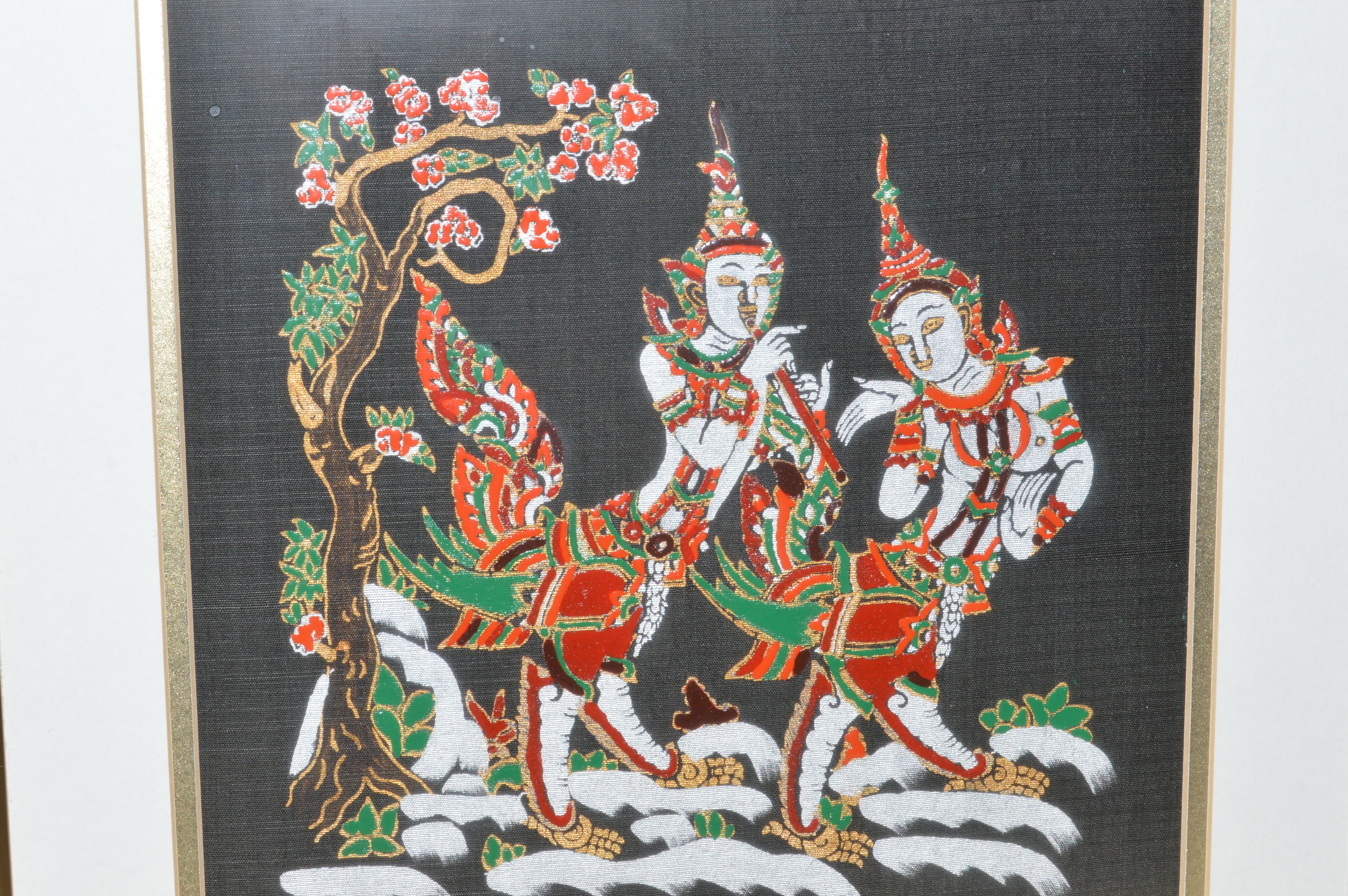 Pair of Thai Paintings on Silk