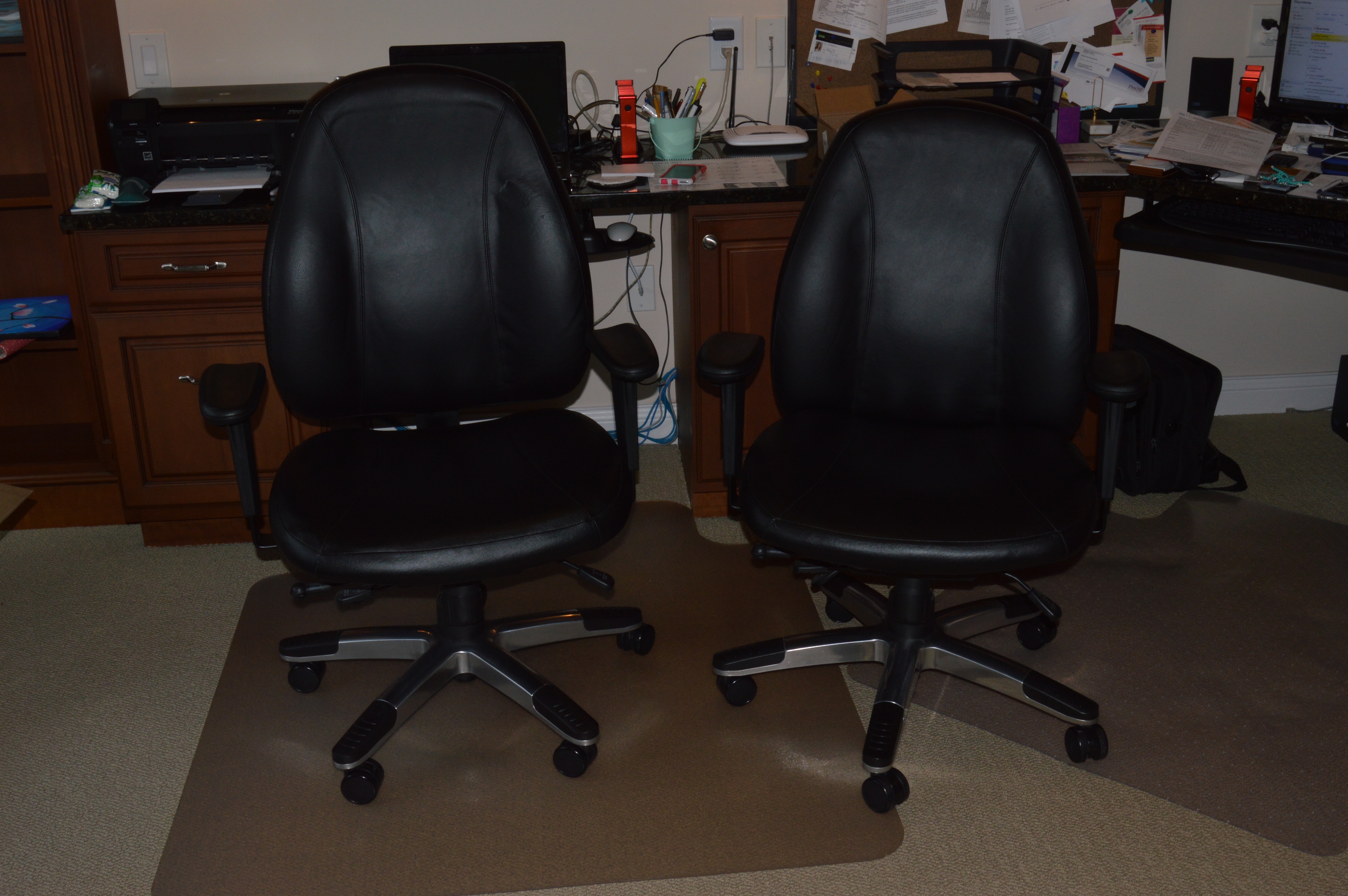 Pair of Adjustable Black Executive Office Chairs