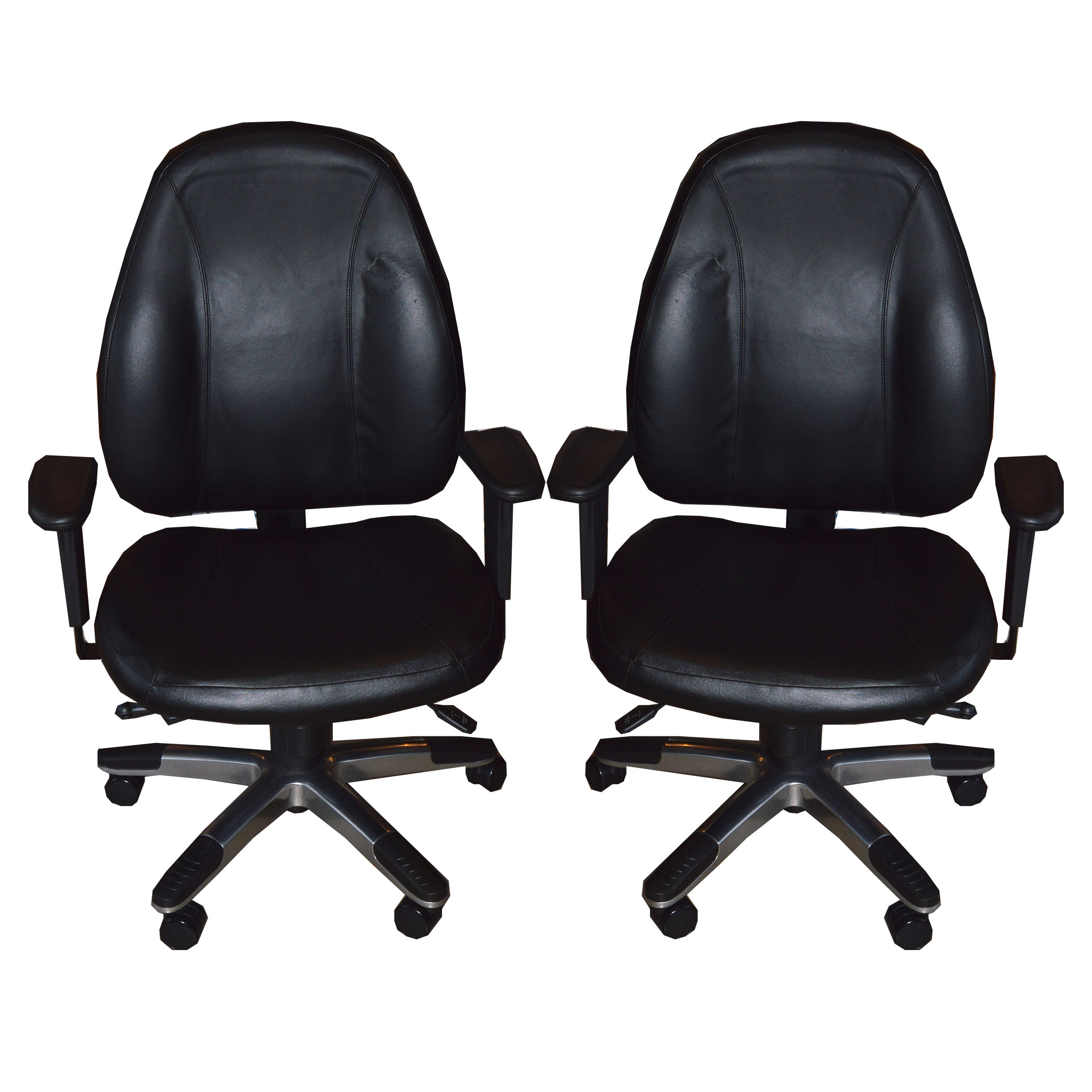 Pair of Adjustable Black Executive Office Chairs