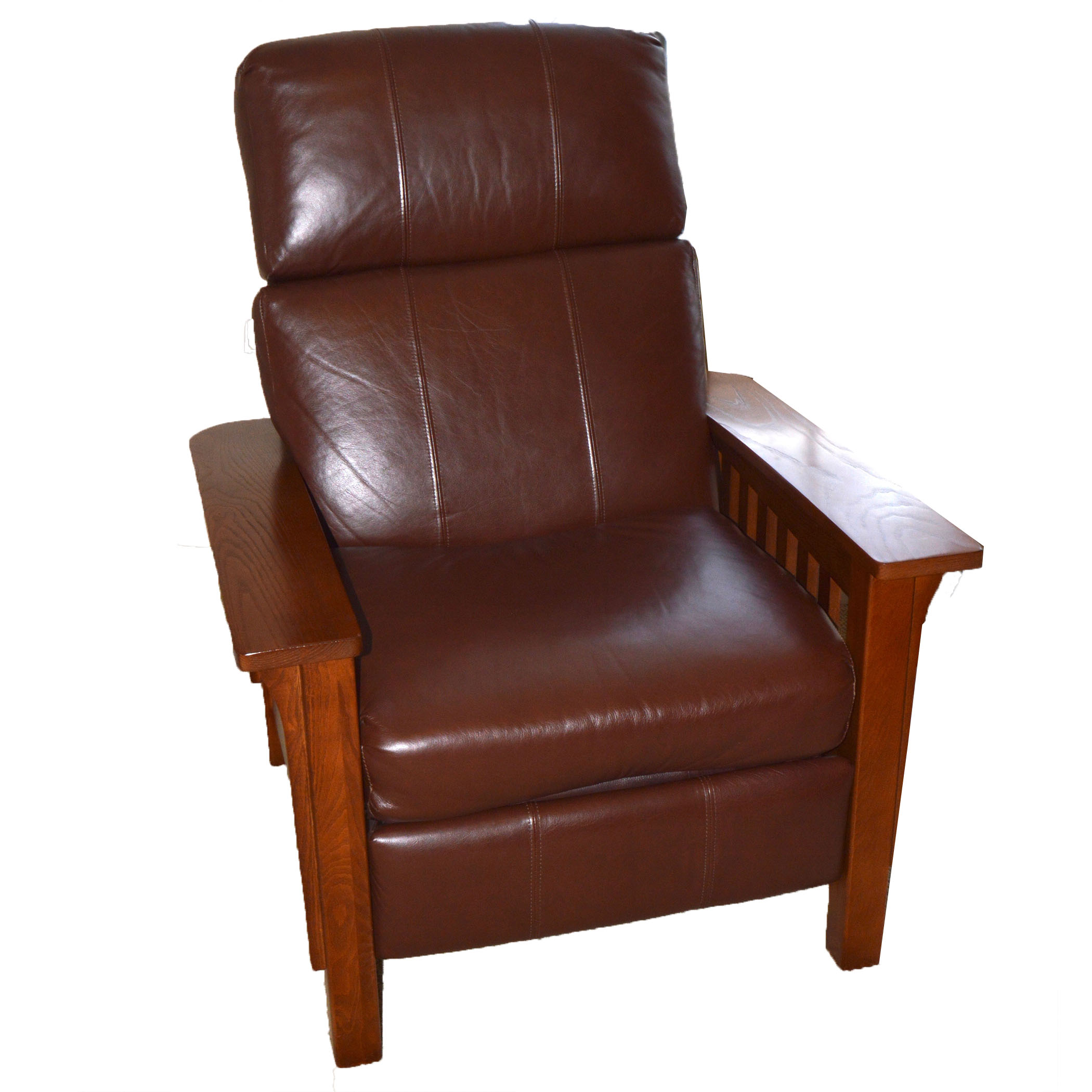 Oak and Leather Morris Recliner by Lane Furniture