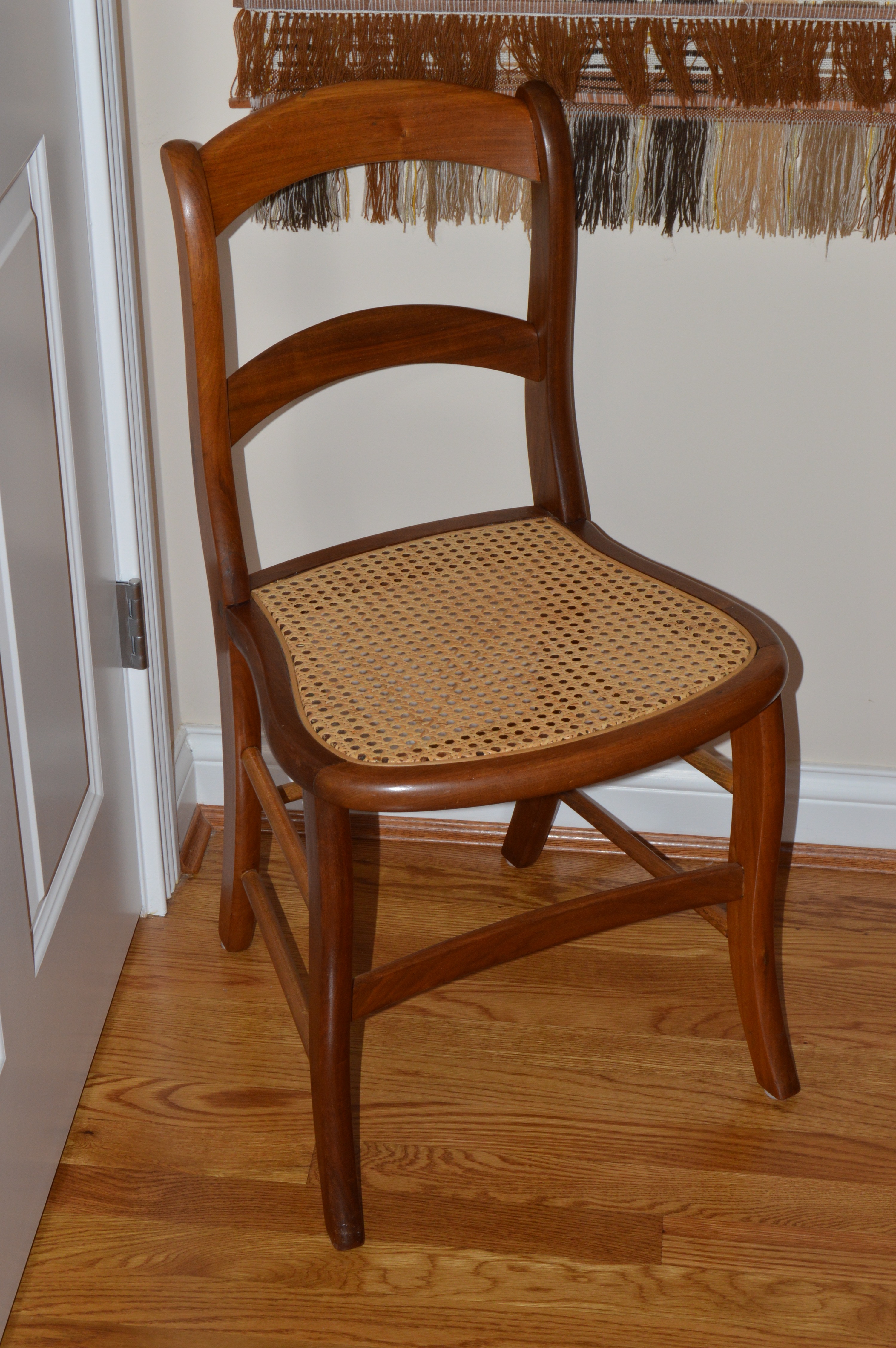 Woven Wall Decor and Side Chair with Cane Seating