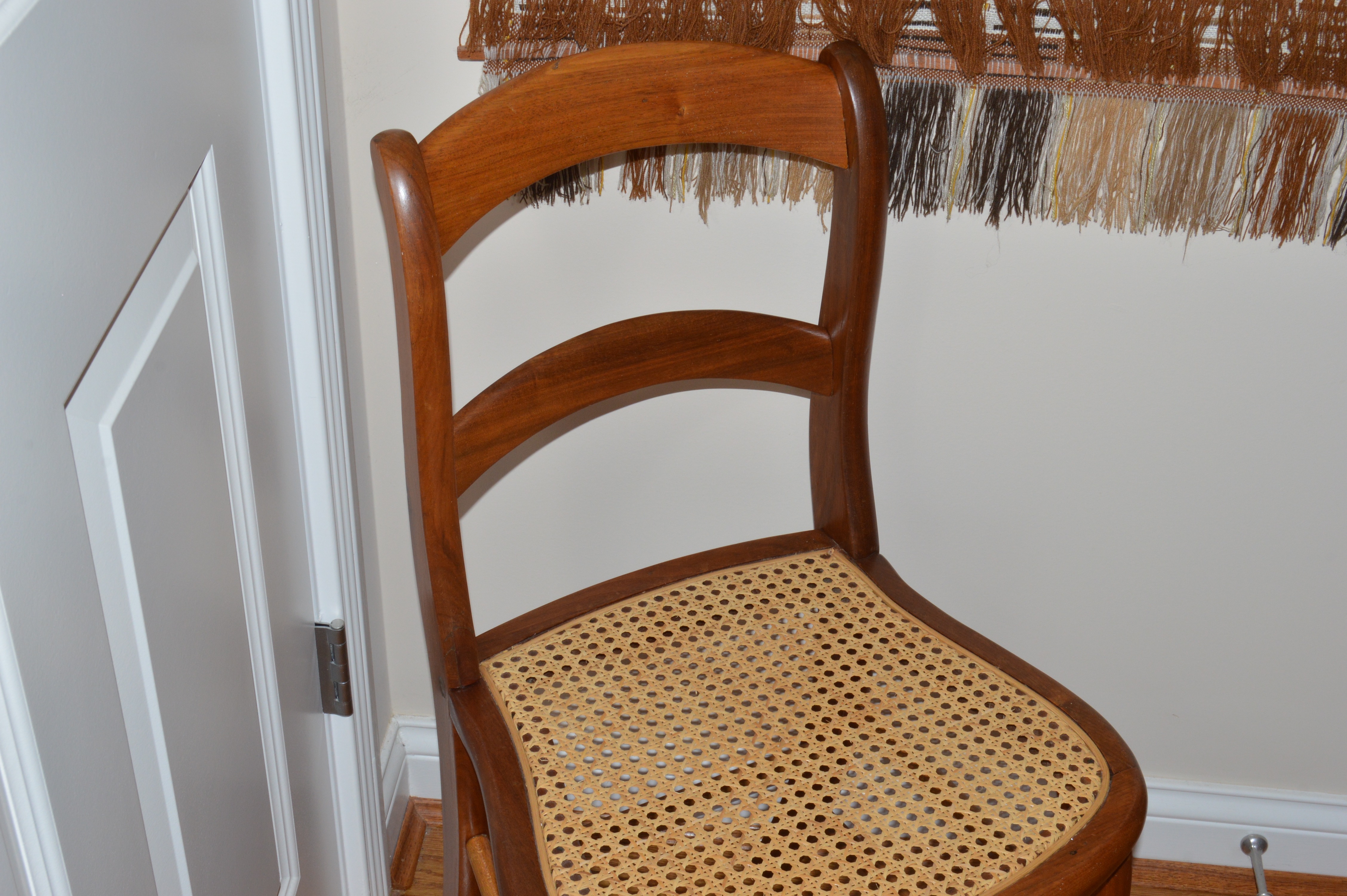 Woven Wall Decor and Side Chair with Cane Seating