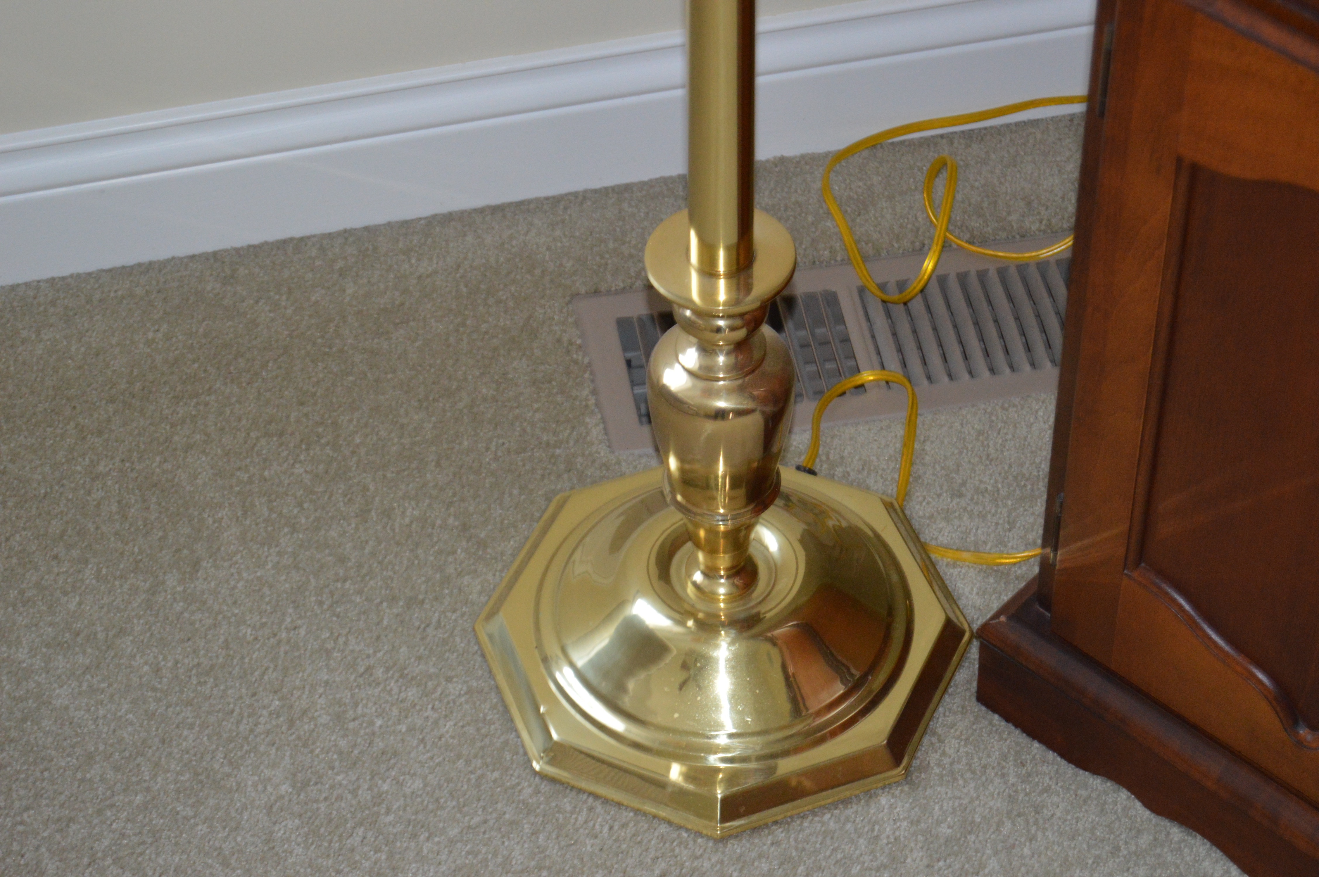 Cherry Wood TV Stand and Swing Arm Floor Lamp