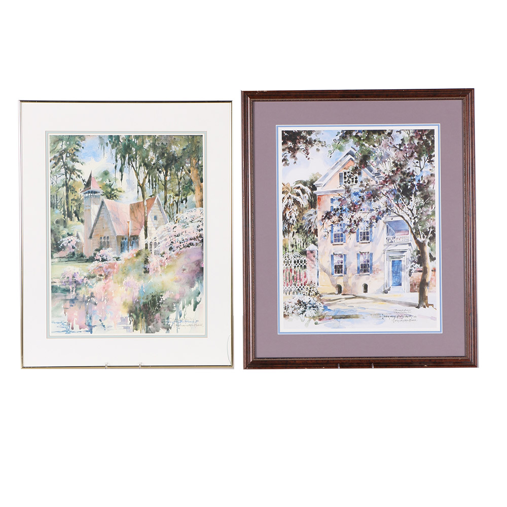 Josie Van Gent Edell Limited Edition Offset Lithographs of South Carolina Architecture