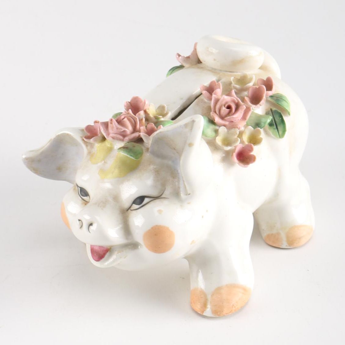 Vintage 1950s Hand-Painted Lefton China Piggy Bank