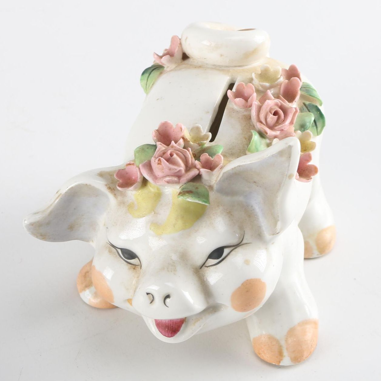 Vintage 1950s Hand-Painted Lefton China Piggy Bank