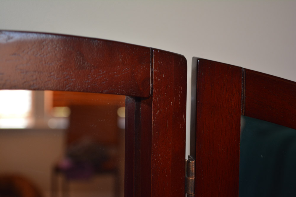 Contemporary Queen Anne-Style Vanity with Mirror and Stool