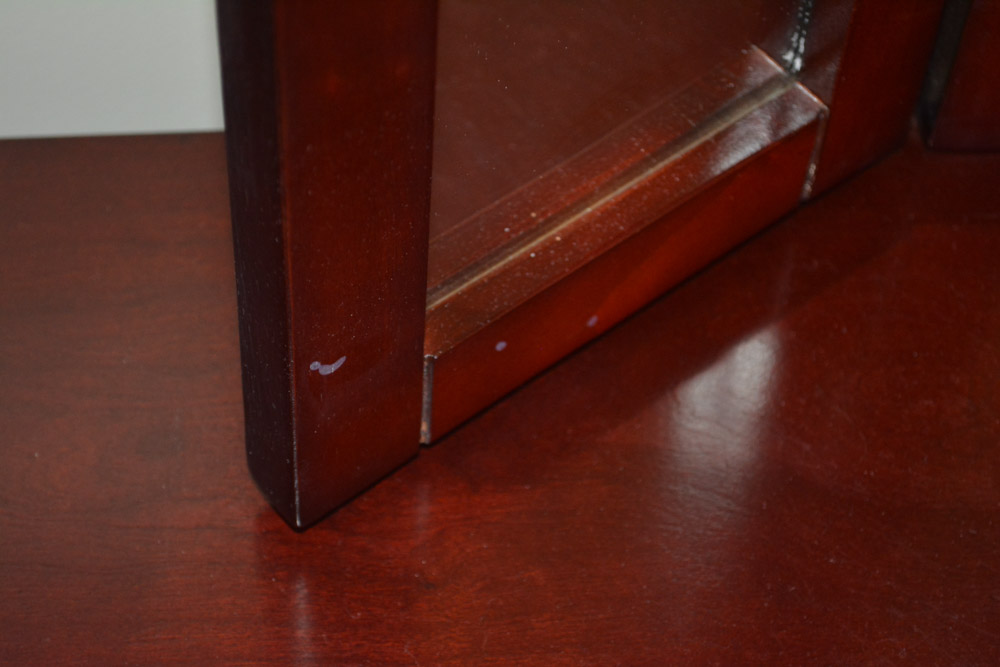 Contemporary Queen Anne-Style Vanity with Mirror and Stool