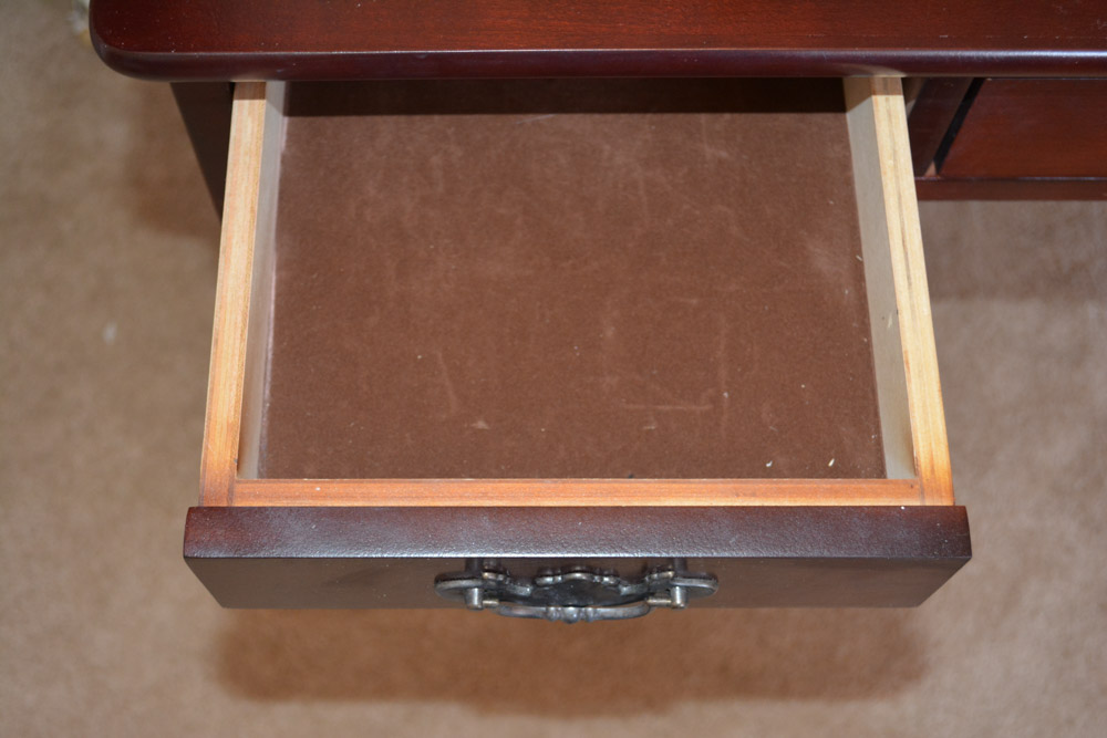Contemporary Queen Anne-Style Vanity with Mirror and Stool