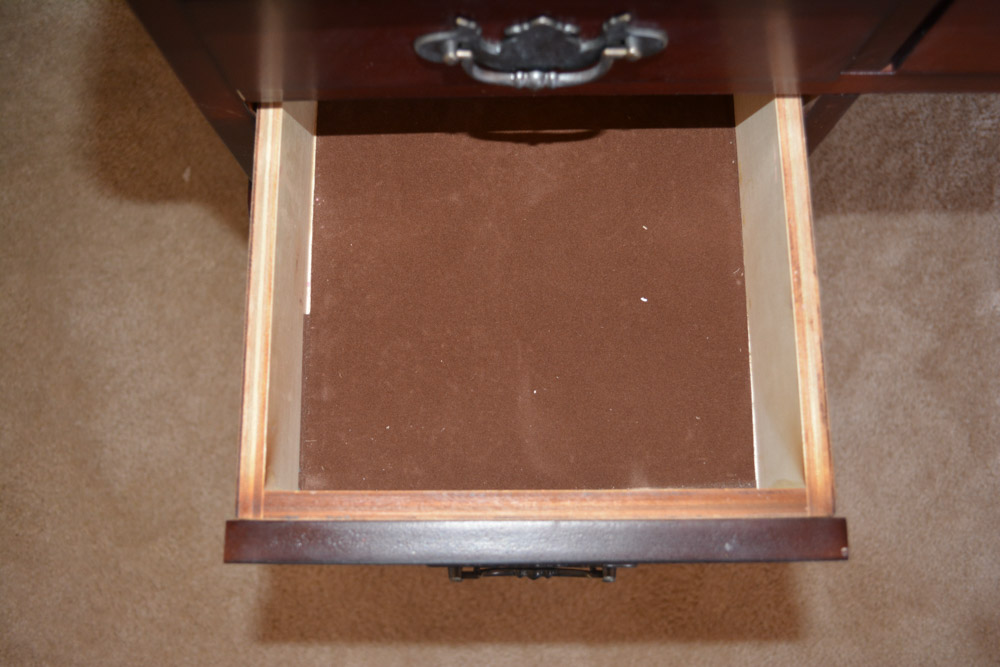 Contemporary Queen Anne-Style Vanity with Mirror and Stool